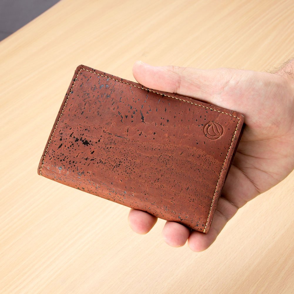 Corkor Wallets Portafoglio Passaporto Rosso Sughero RFID