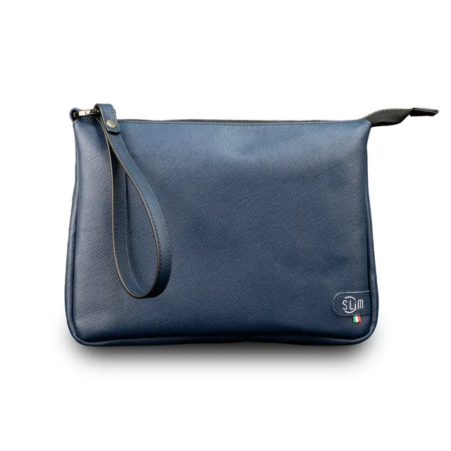 SLim Pochette Max Saffiano Blu pochette pelle blu