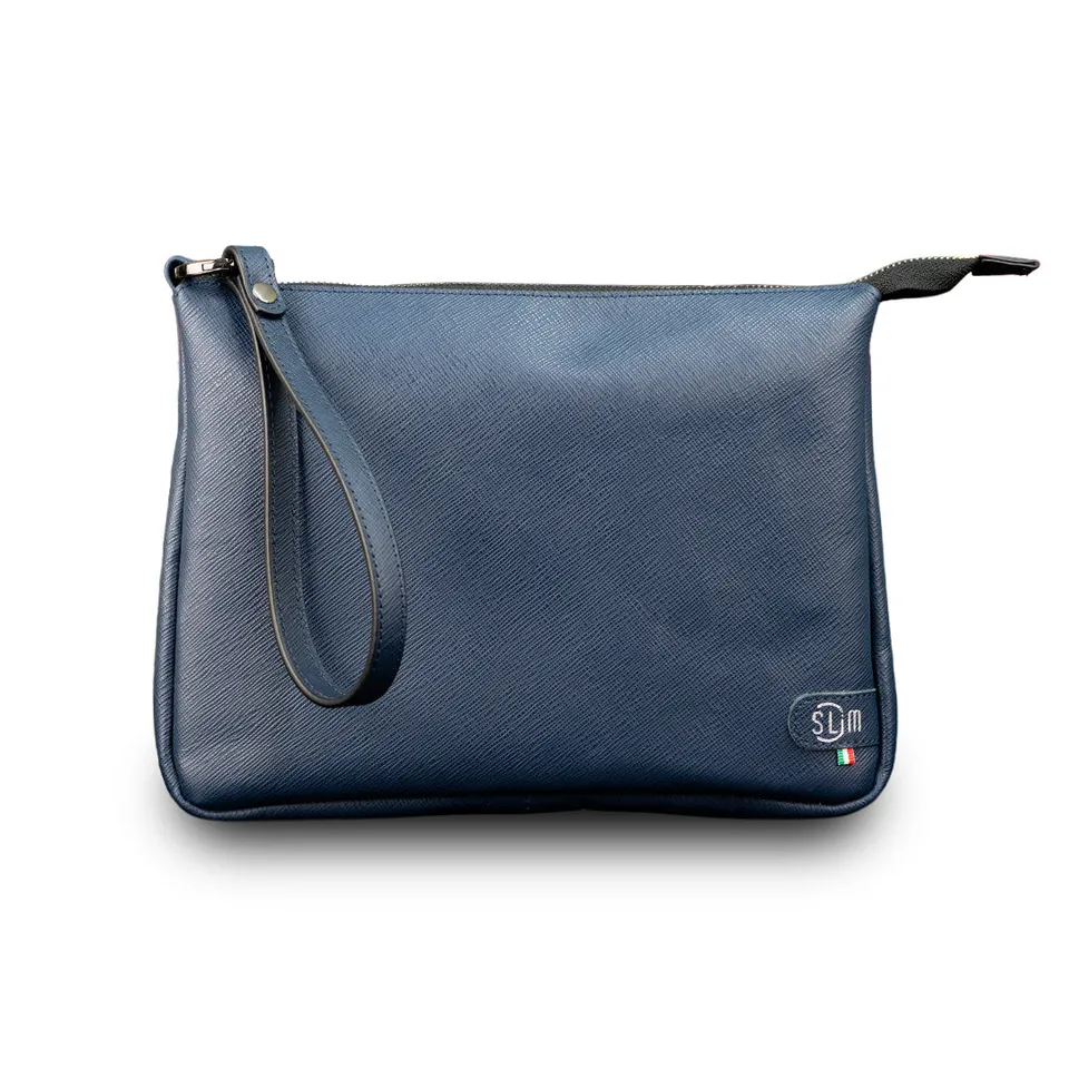 SLim Pochette Max Saffiano Blu pochette pelle blu