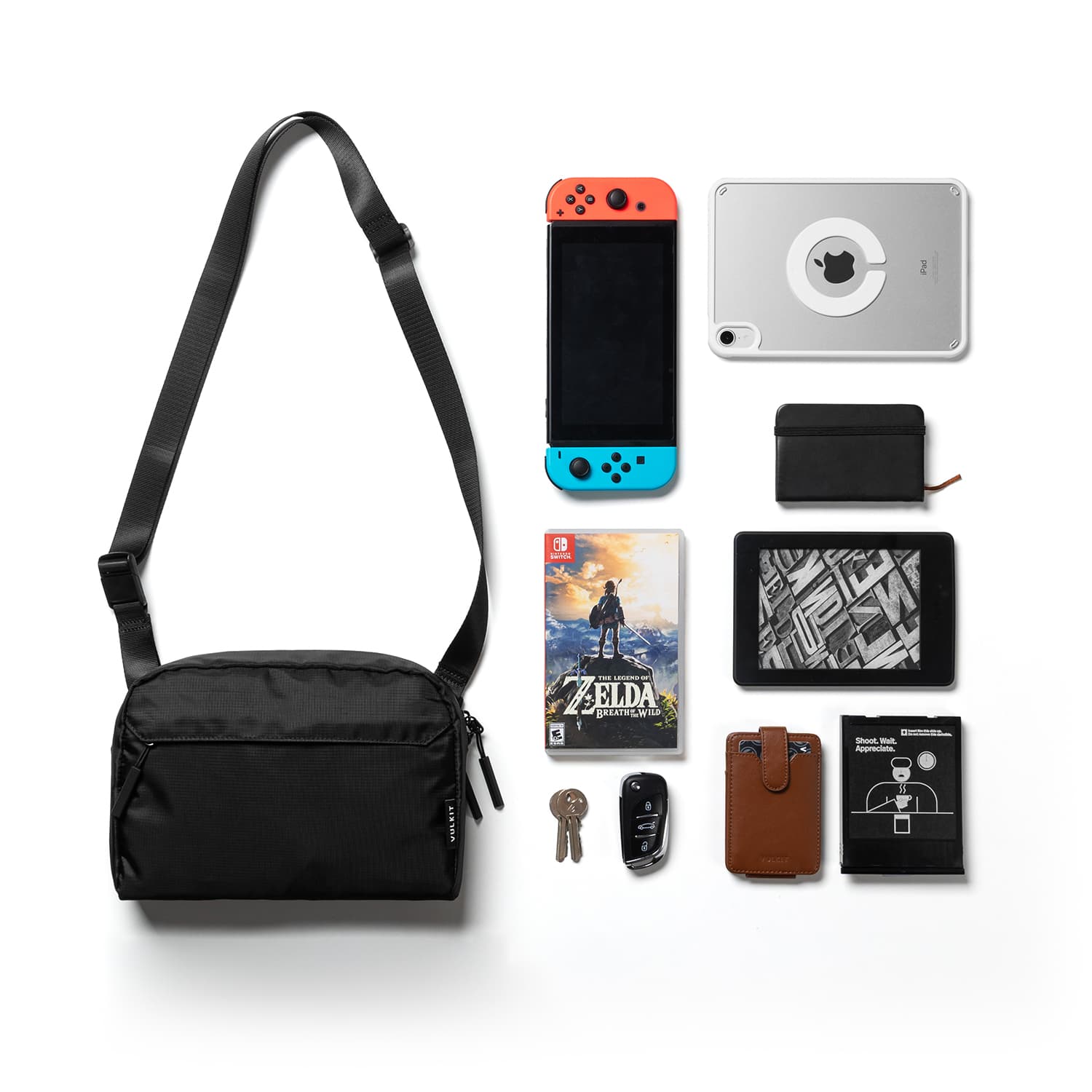 VULKIT VB116 City Flux borsa tracolla nera leggera impermeabile