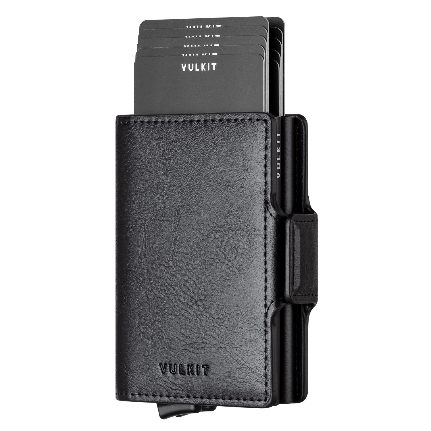 VULKIT VC200d Portafoglio Pelle Nero Alluminio RFID 14 Carte