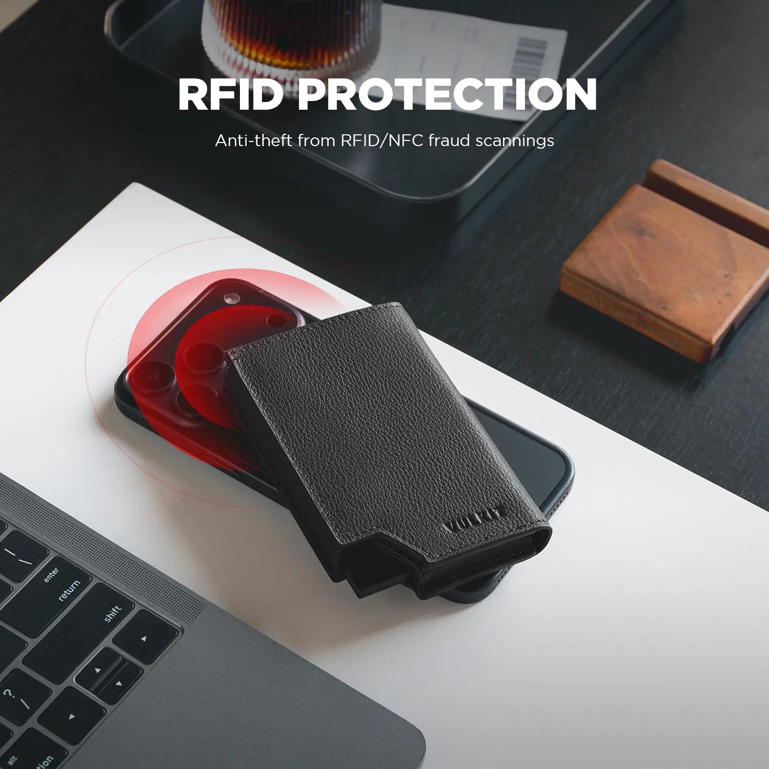 VULKIT Pop Up VC402P portafoglio pelle marrone RFID
