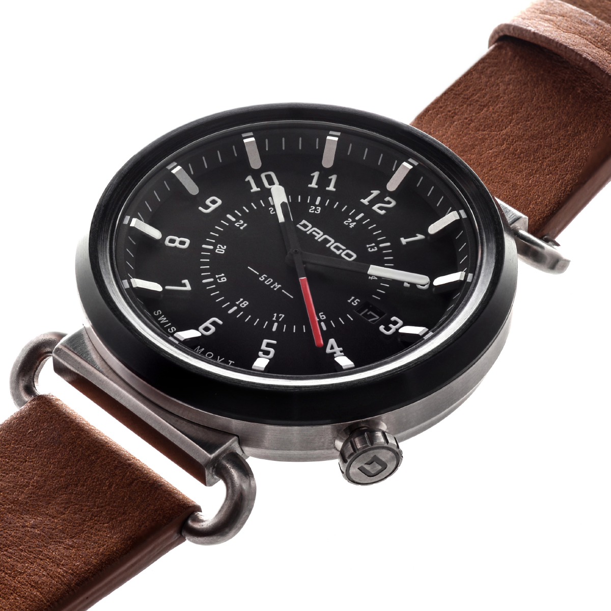 Dango Trek TK-01 orologio pelle italiana Whiskey Brown 45mm