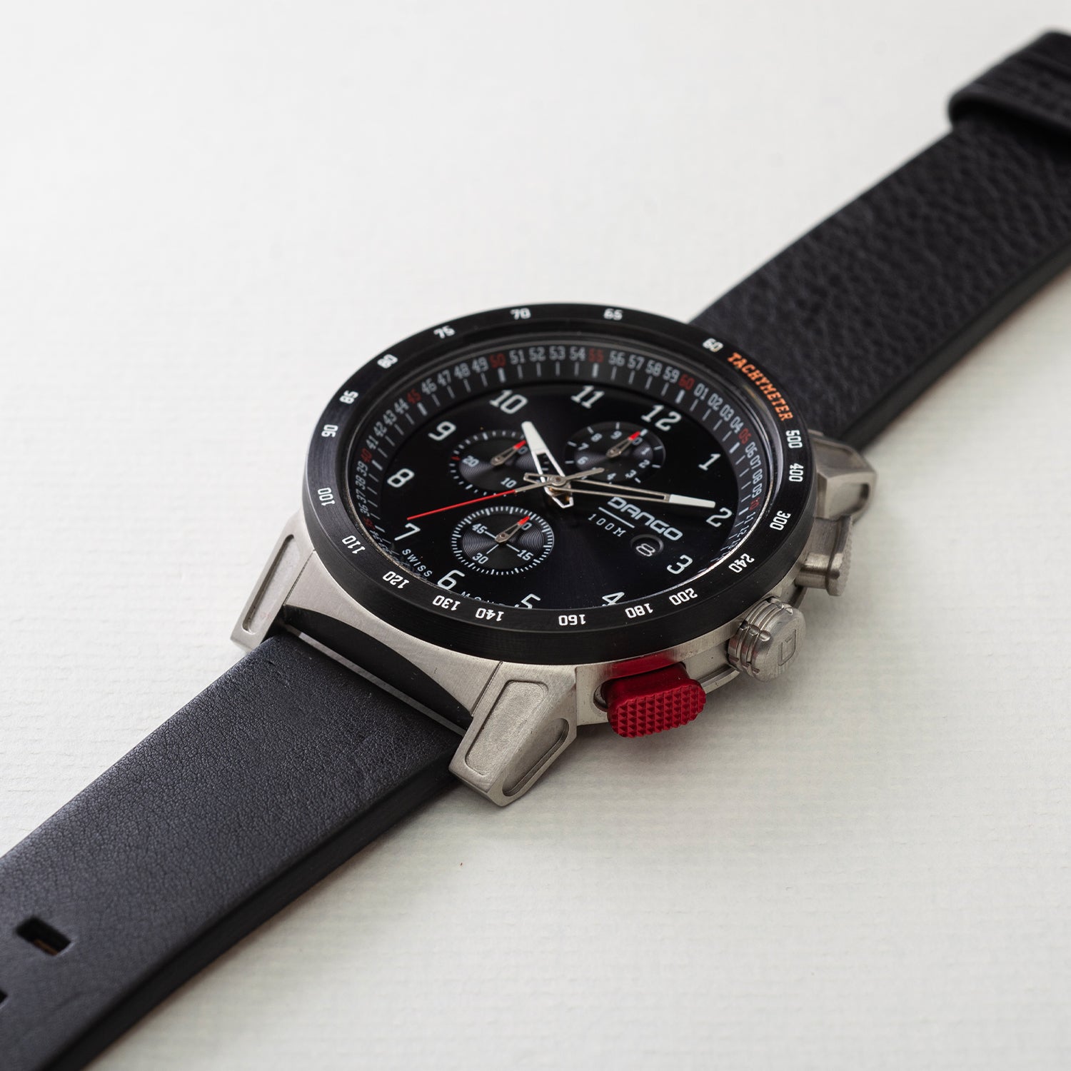 Dango CR-01 cronografo uomo 45mm pelle Jet Black