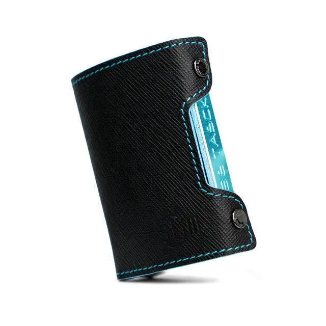 Be Tasck Portacarte Saffiano Nero e Azzurro