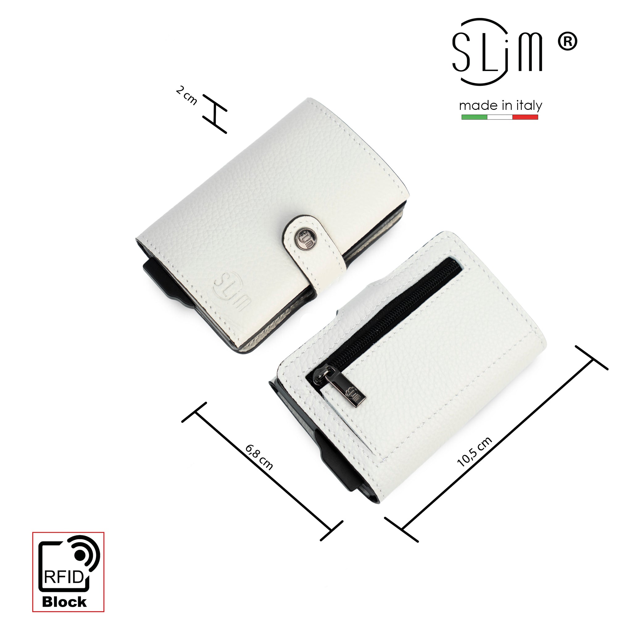 SLim Bottalato Ghiaccio portafoglio compatto vera pelle RFID