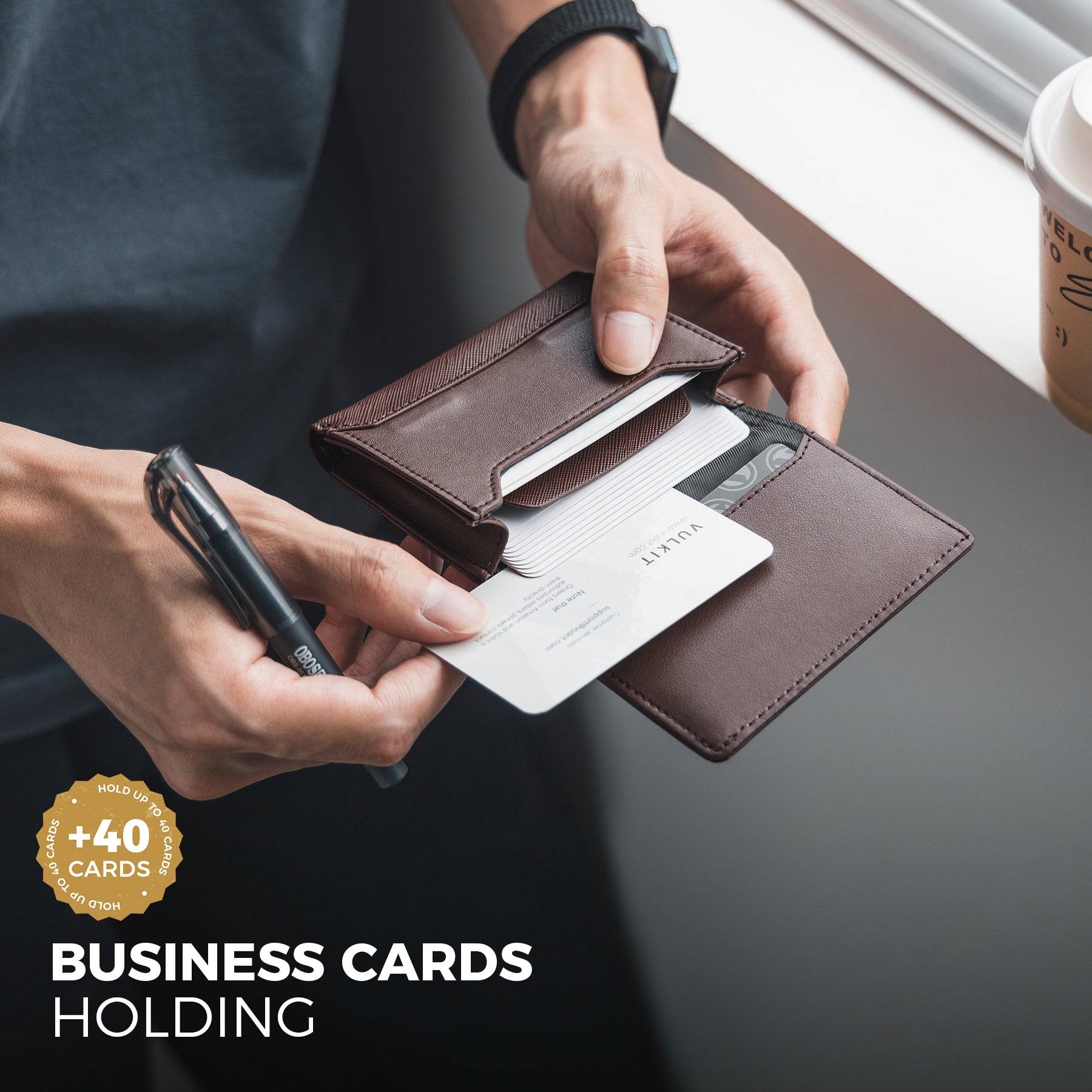 VULKIT Multifunctional VBC101 portabiglietti pelle nero RFID