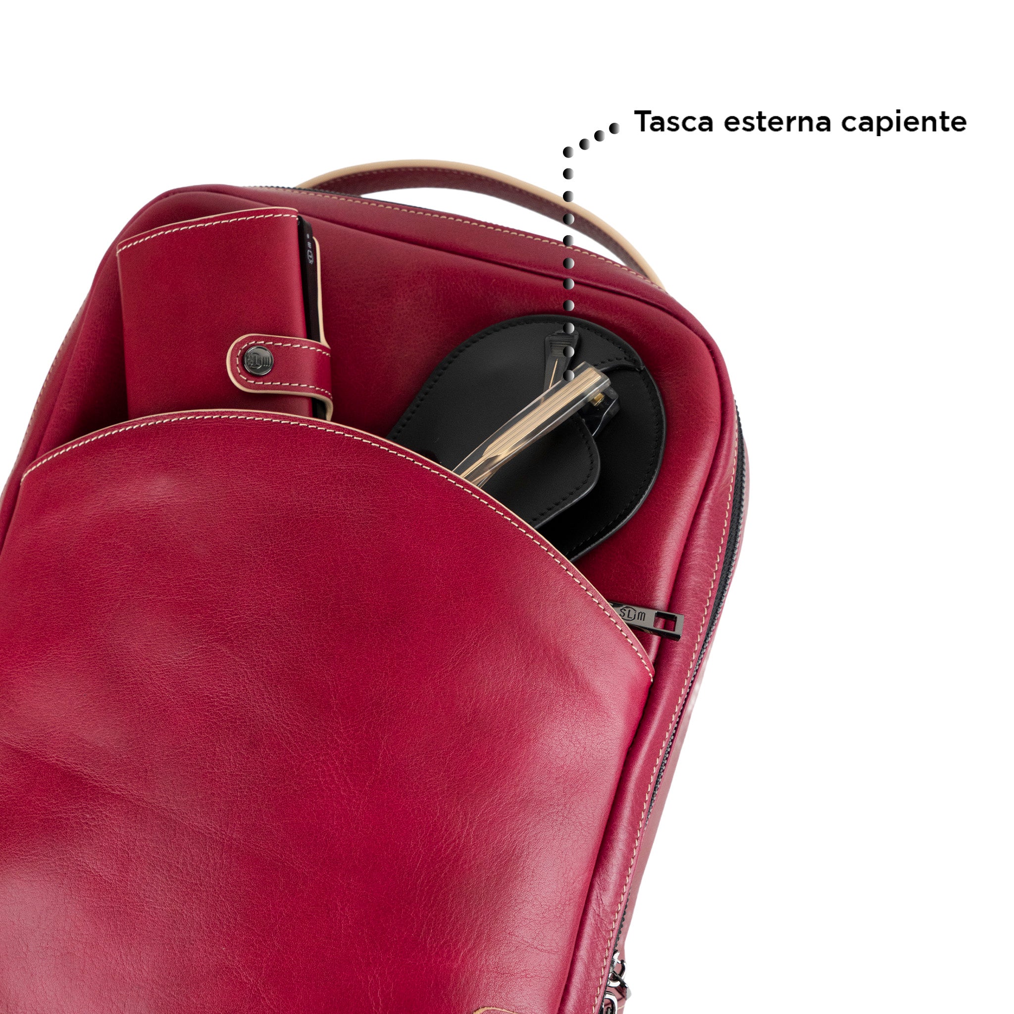 SLim Zaino SLim Medio zaino pelle fucsia concia vegetale