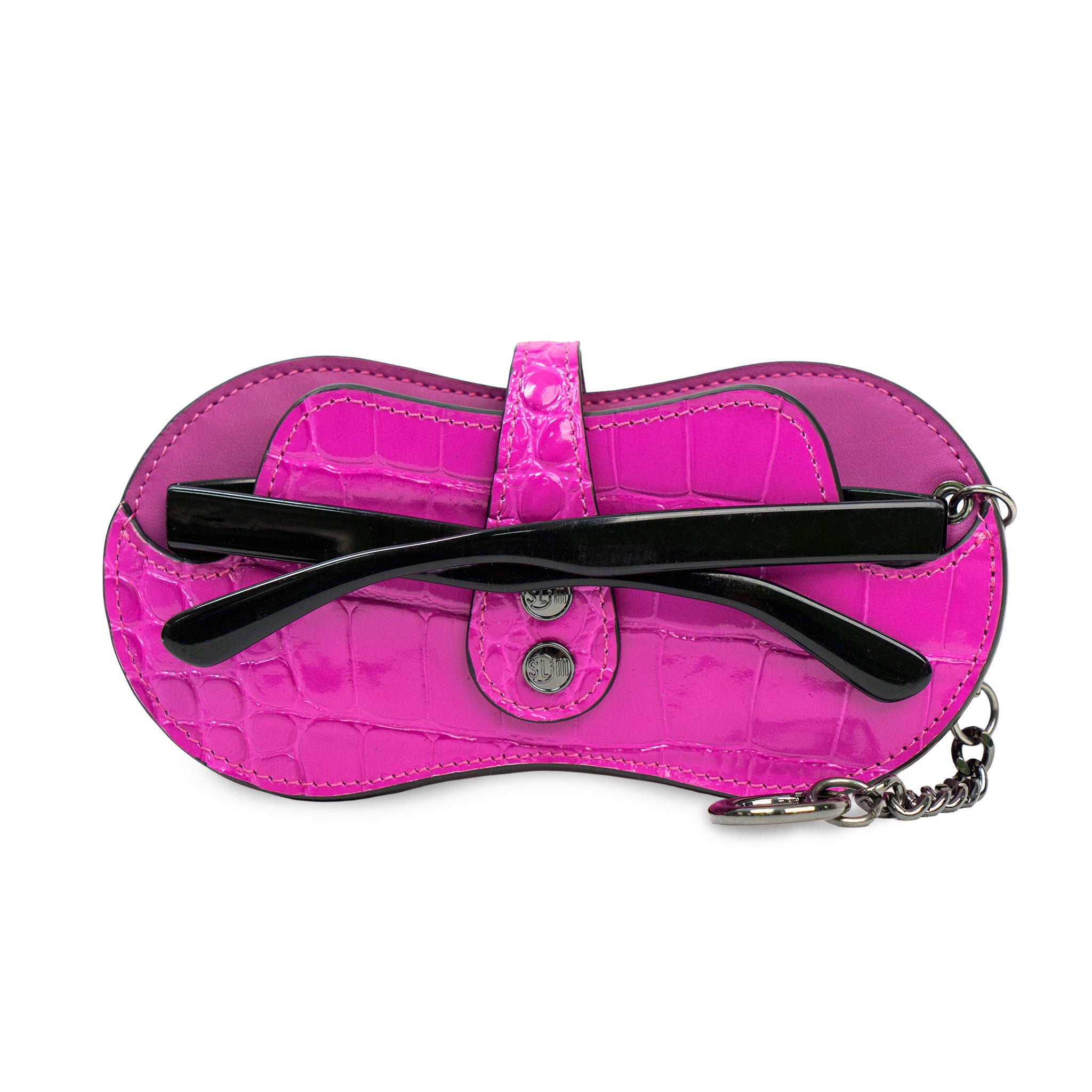 SLim Vision portaocchiali fucsia pelle stampa cocco