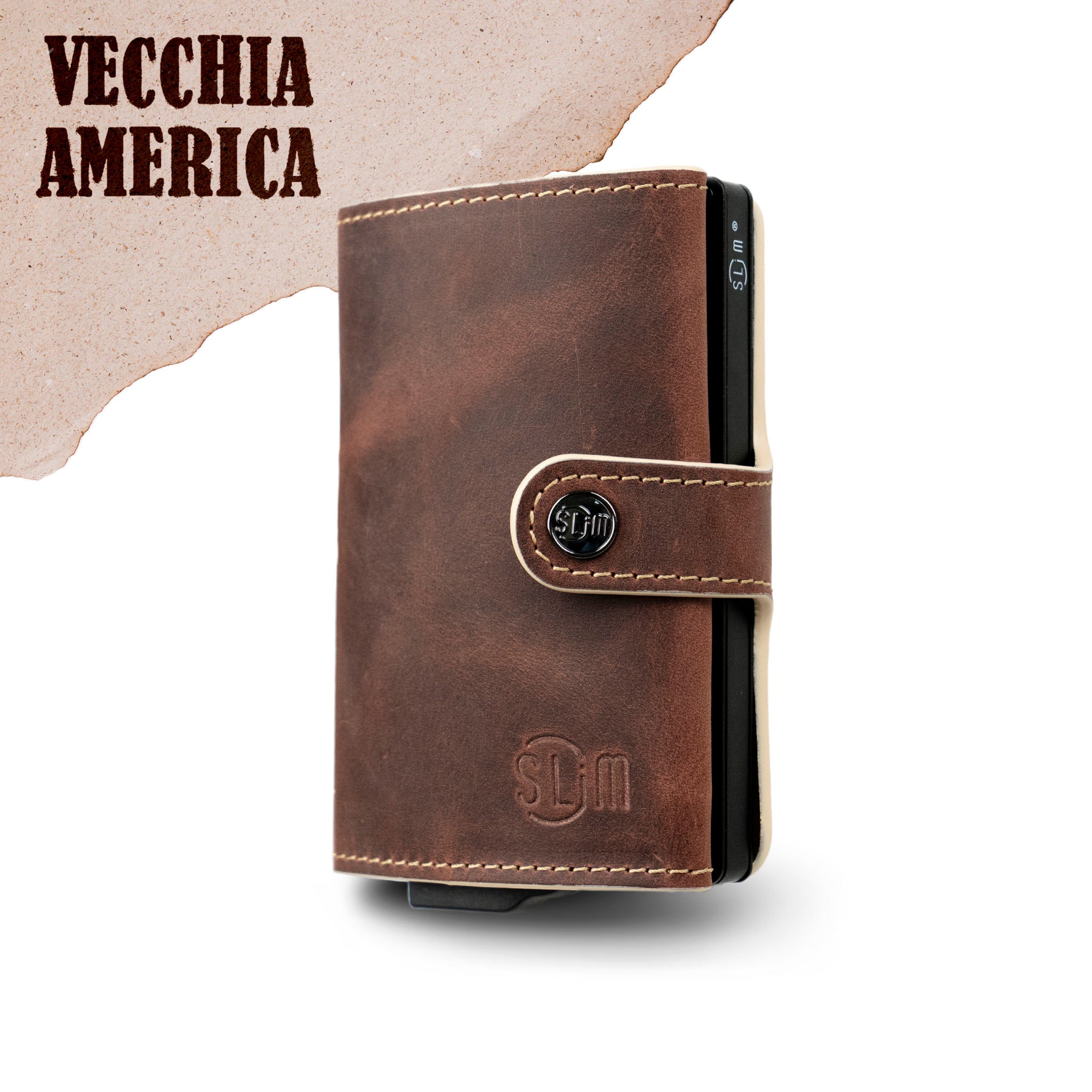 SLim Crazy Horse Portafoglio Pelle RFID 12 Carte Brown