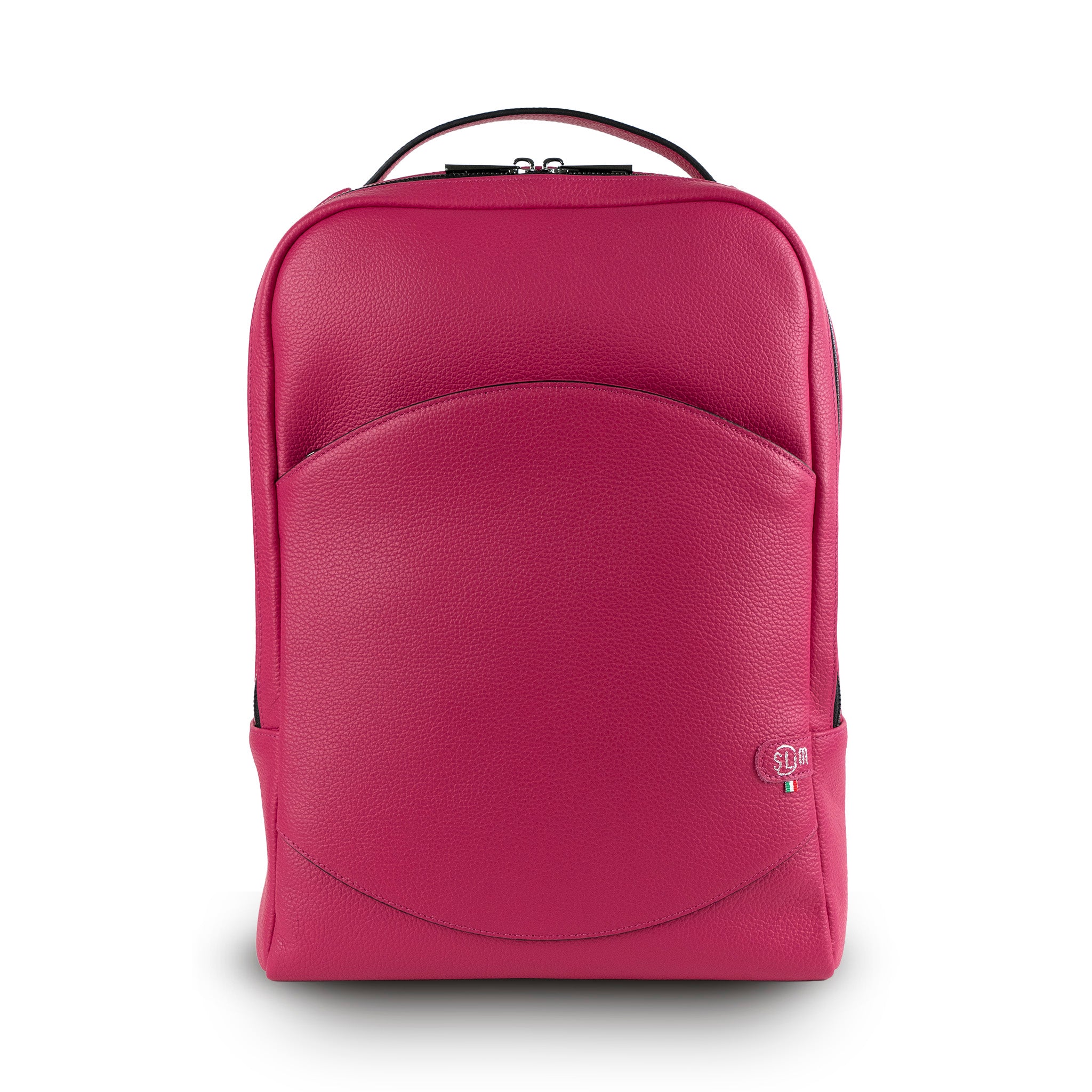 SLim Zaino Medio Vera Pelle Bottalato Fucsia 8,5 L