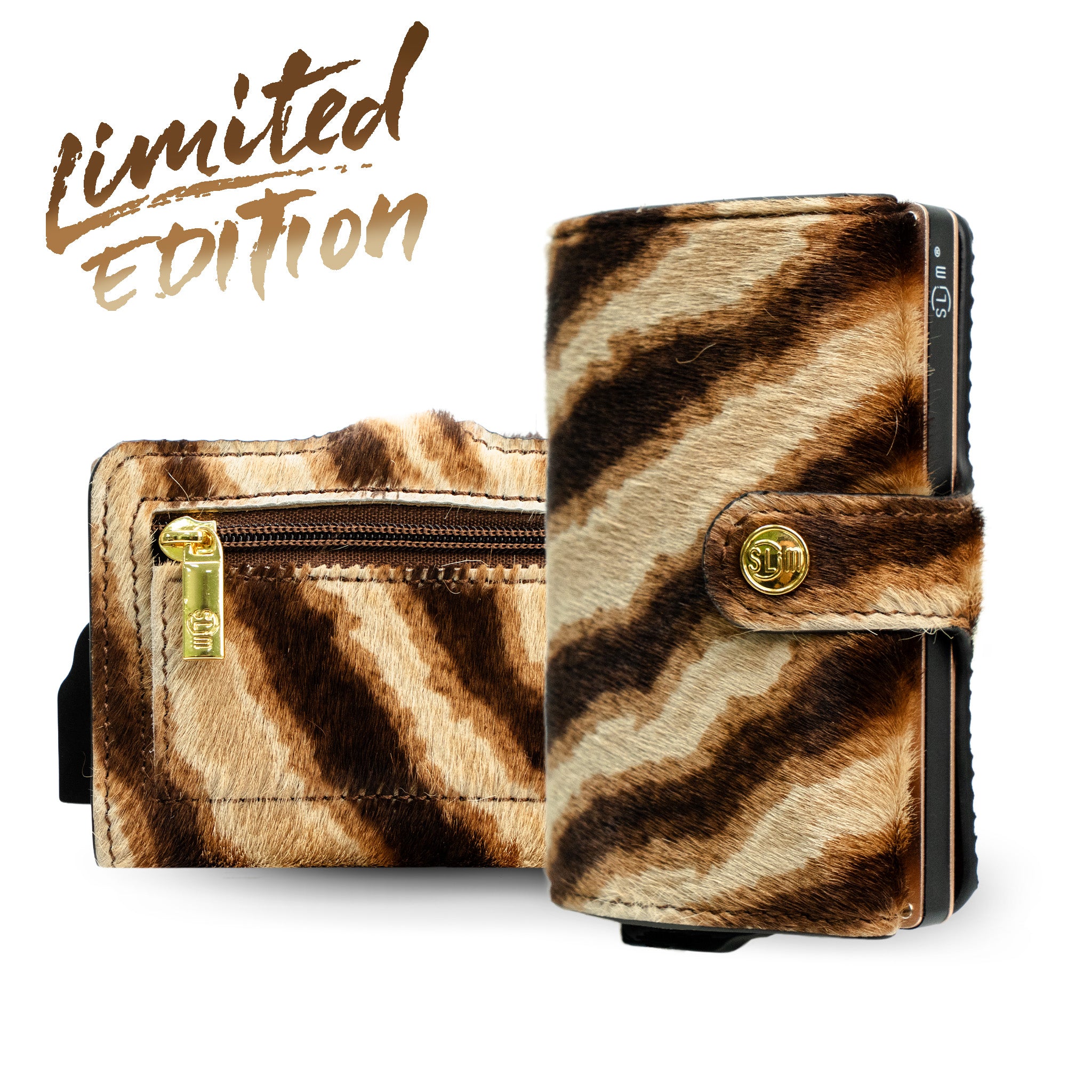 SLim Vera Pelle Portafoglio Animalier Tigrato RFID