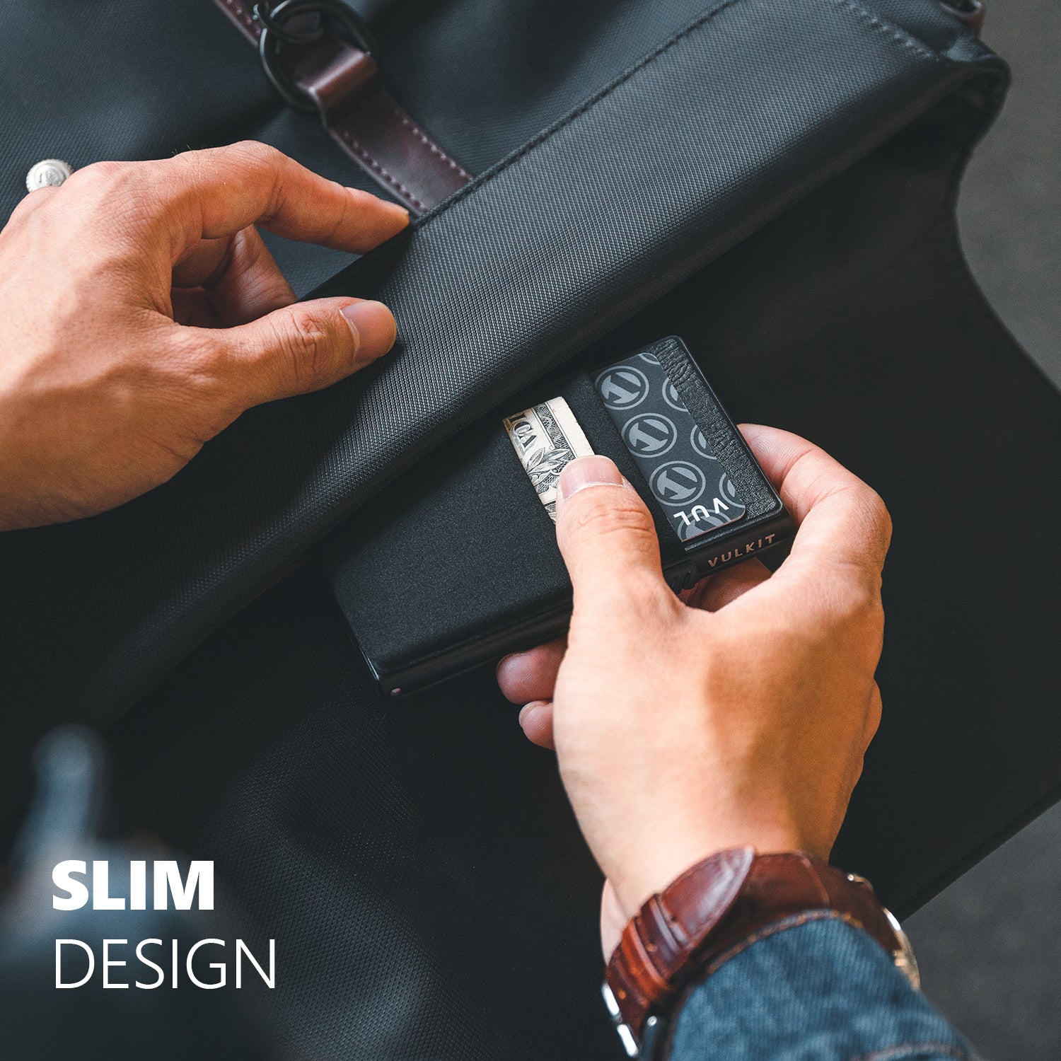 VULKIT Card Holders VC306 Portacarte Alluminio Slim Nero Velluto