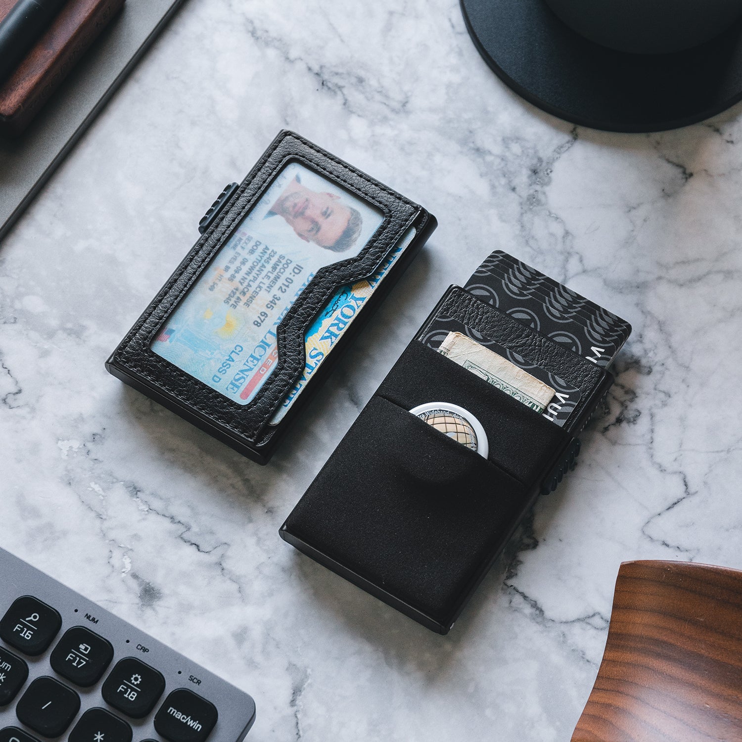 VULKIT Card Holders VC306 Portacarte Alluminio Slim Nero Velluto