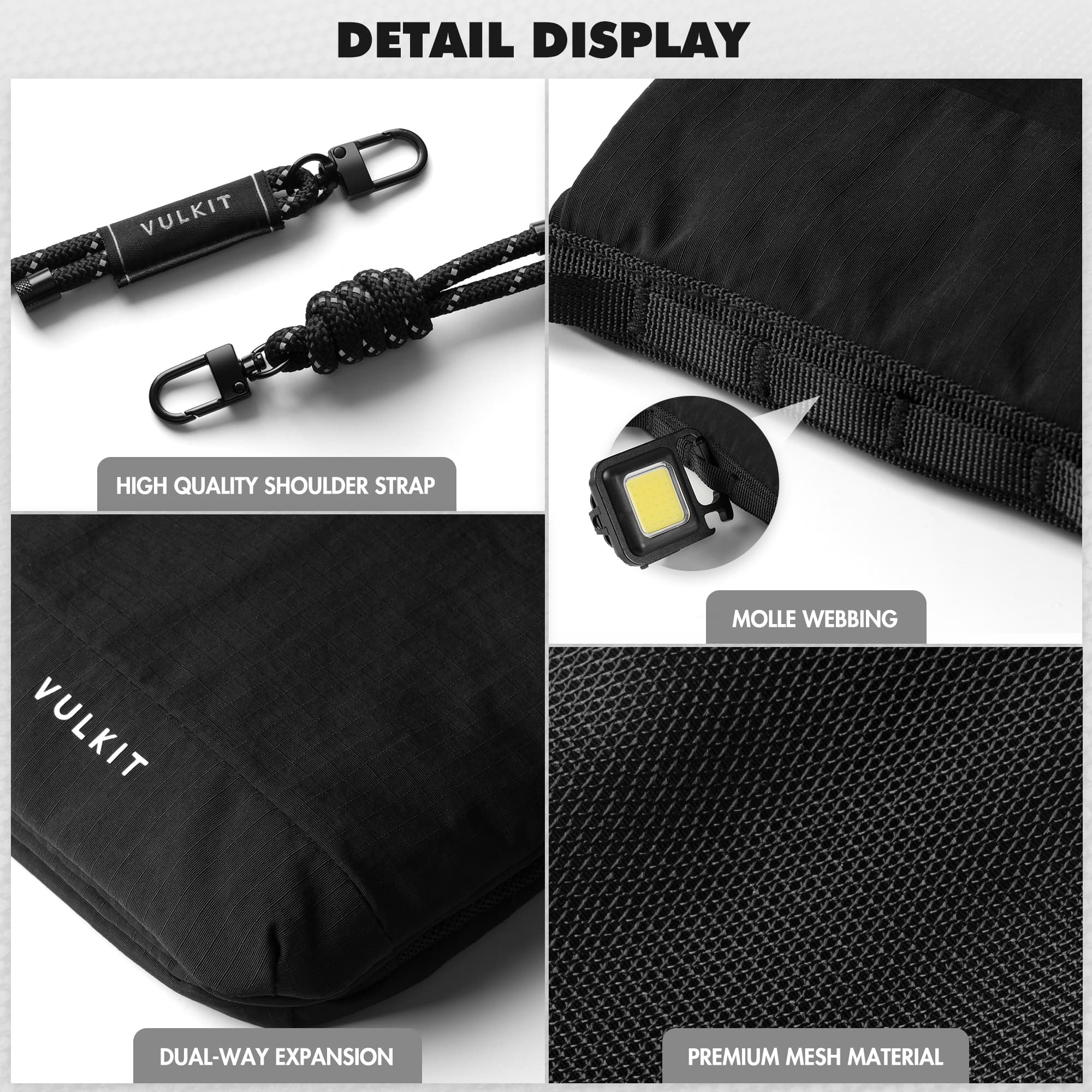 VULKIT Bags VB108 custodia telefono nero RFID leggera
