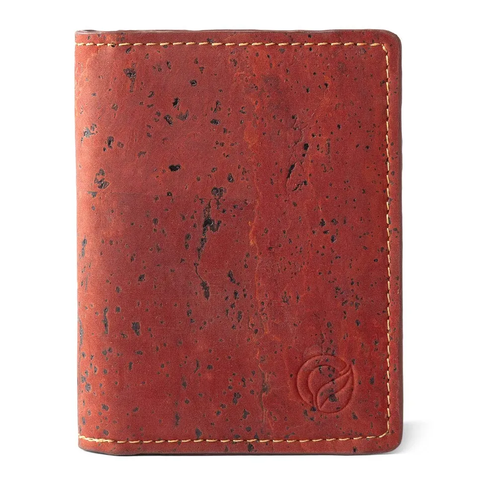 Corkor Portafoglio Uomo Sughero Rosso RFID Vegan