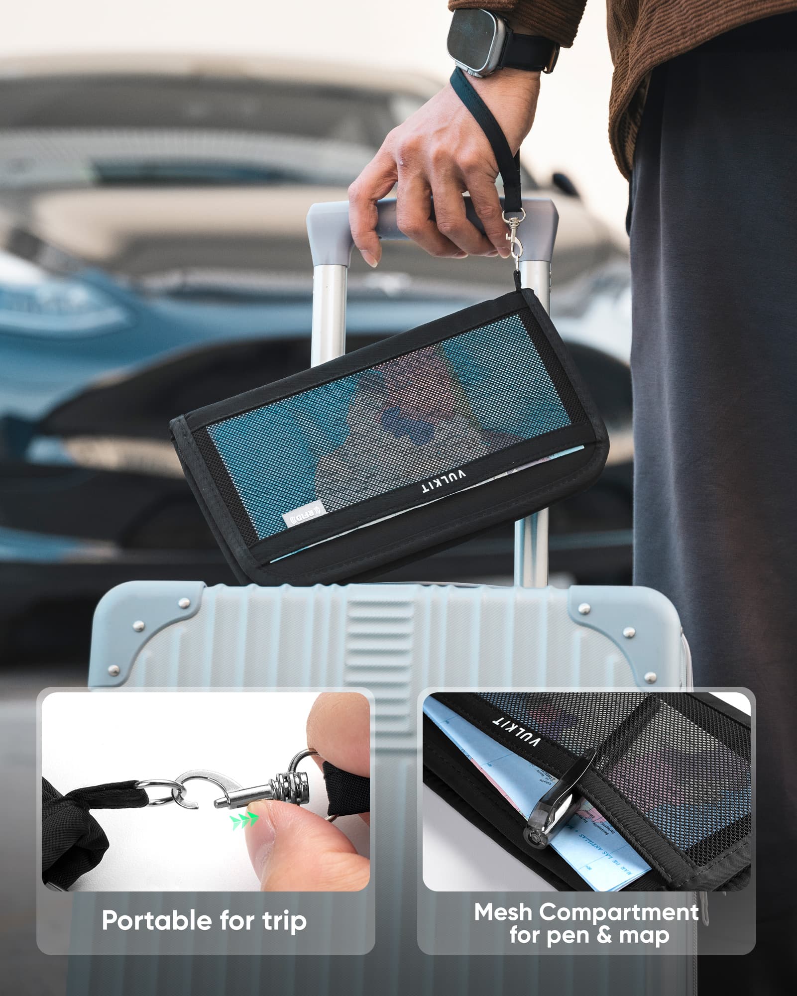 VULKIT Passport VPW106 porta passaporto RFID nero famiglia