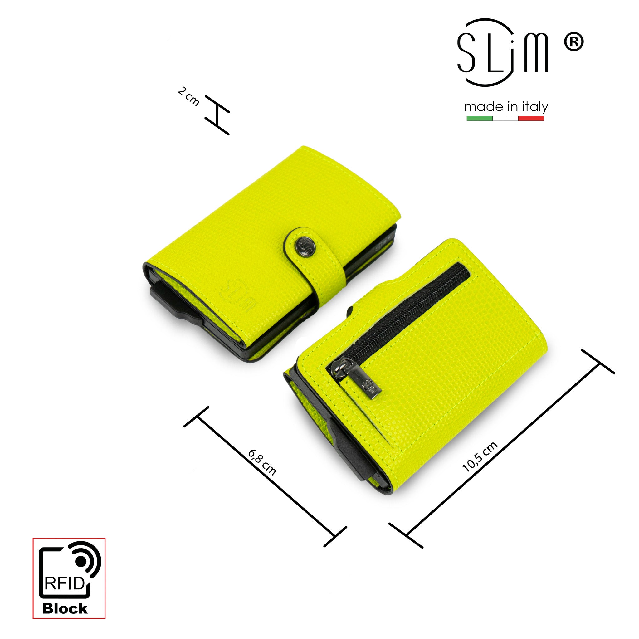SLim Vera Pelle Tejus portacarte pelle lime 12 carte