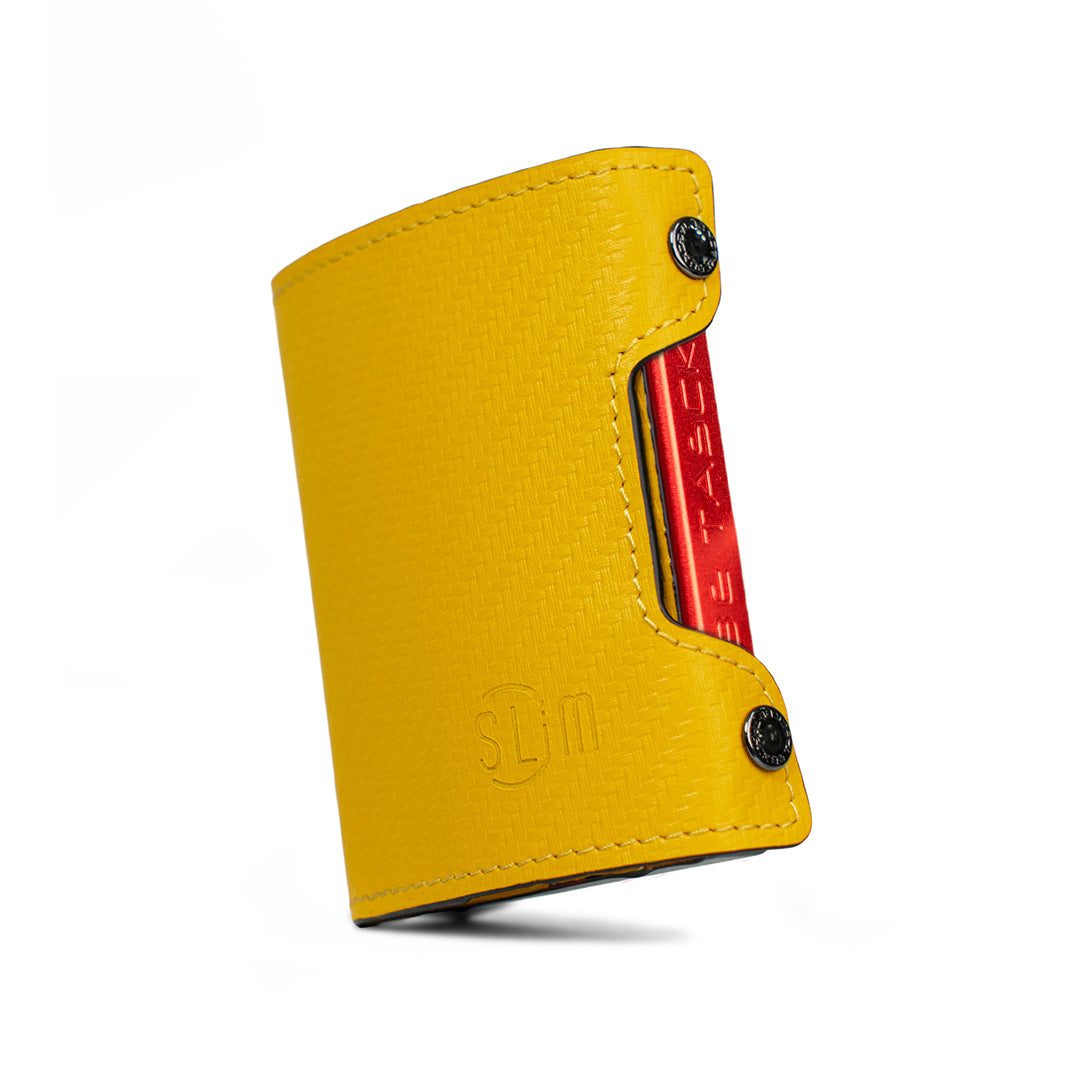 SLim Be Tasck Carbon portafoglio giallo effetto carbonio