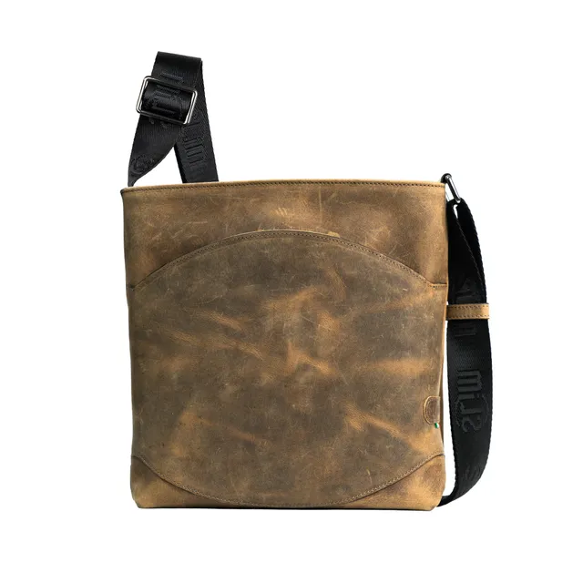 Bag SLim Vera Pelle Crazy Borsa Cuoio Made in Italy