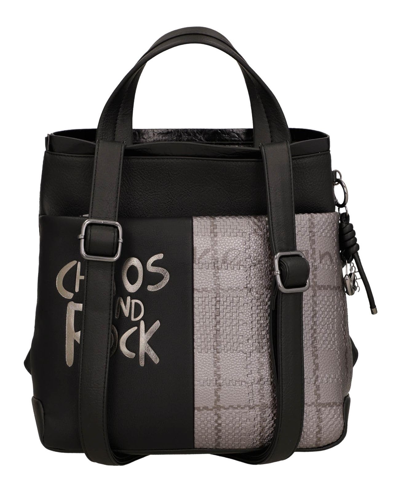 Anekke Iron Zaino Quadrato Nero con Tasche