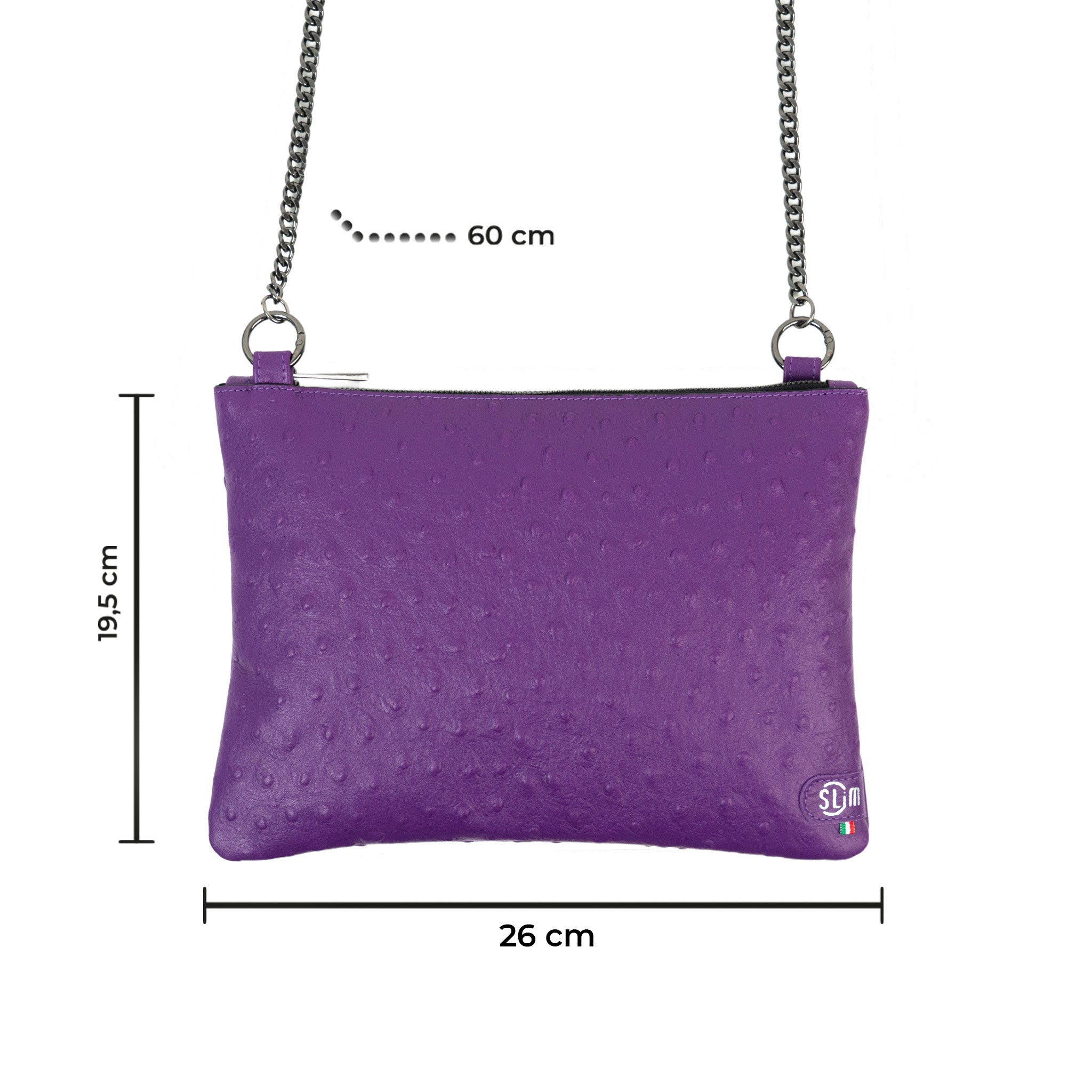SLim Pochette Tracolla Pochette Struzzo Viola