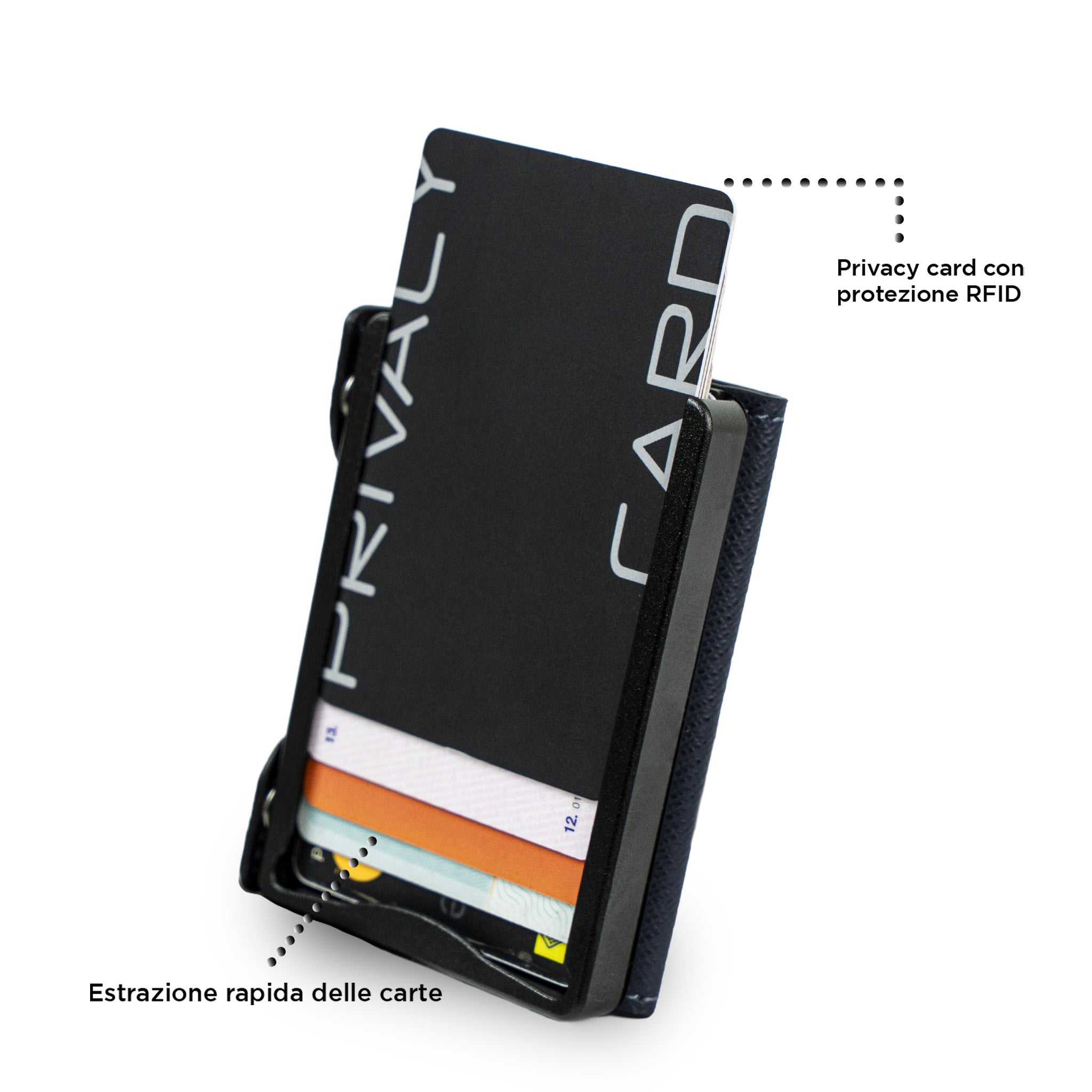 SLim Be Tasck portacarte saffiano blu frame nero