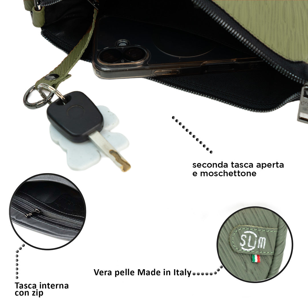 SLim Pochette Max Epi pochette pelle salvia 25x19 cm