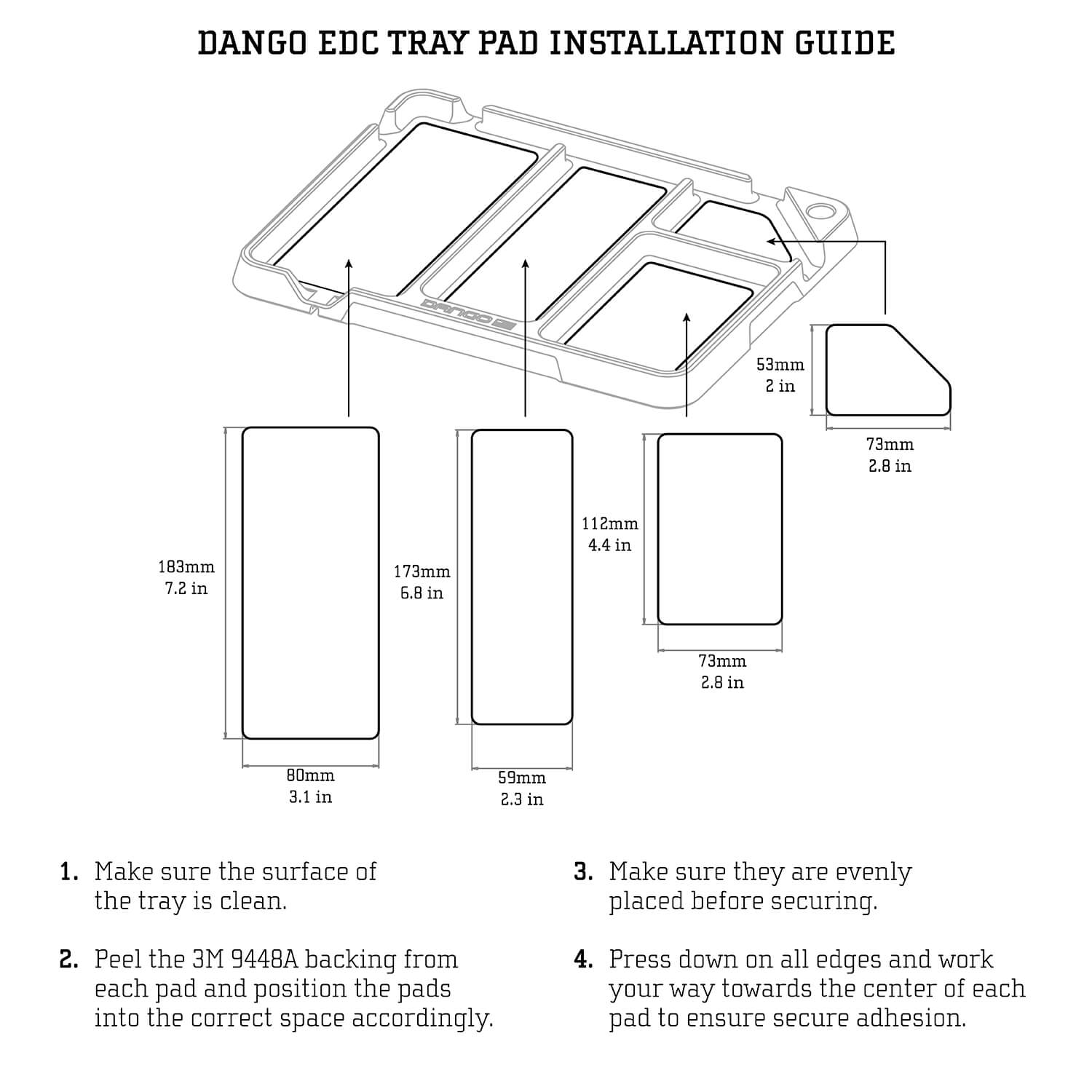 Dango DTEX Tray Pads tappetino vassoio nero antiscivolo