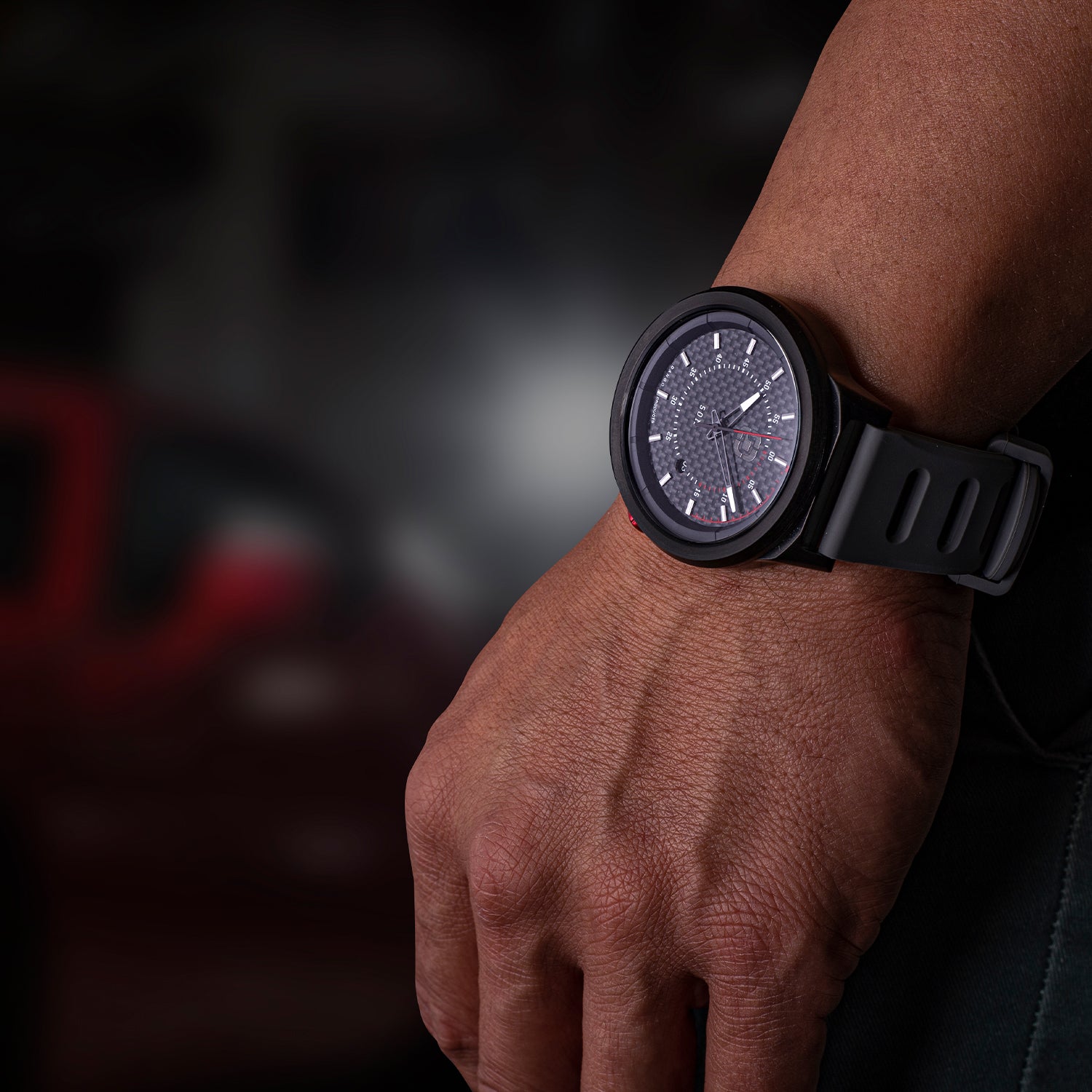 Dango R-Spec orologio carbonio 45mm cinturino rosso silicone