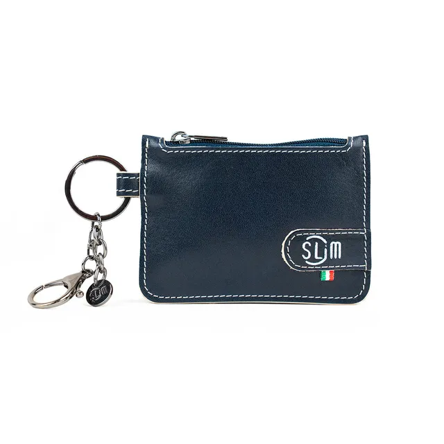 SLim Portachiavi Portamonete Vegetale Blu Bustina 10x7 cm