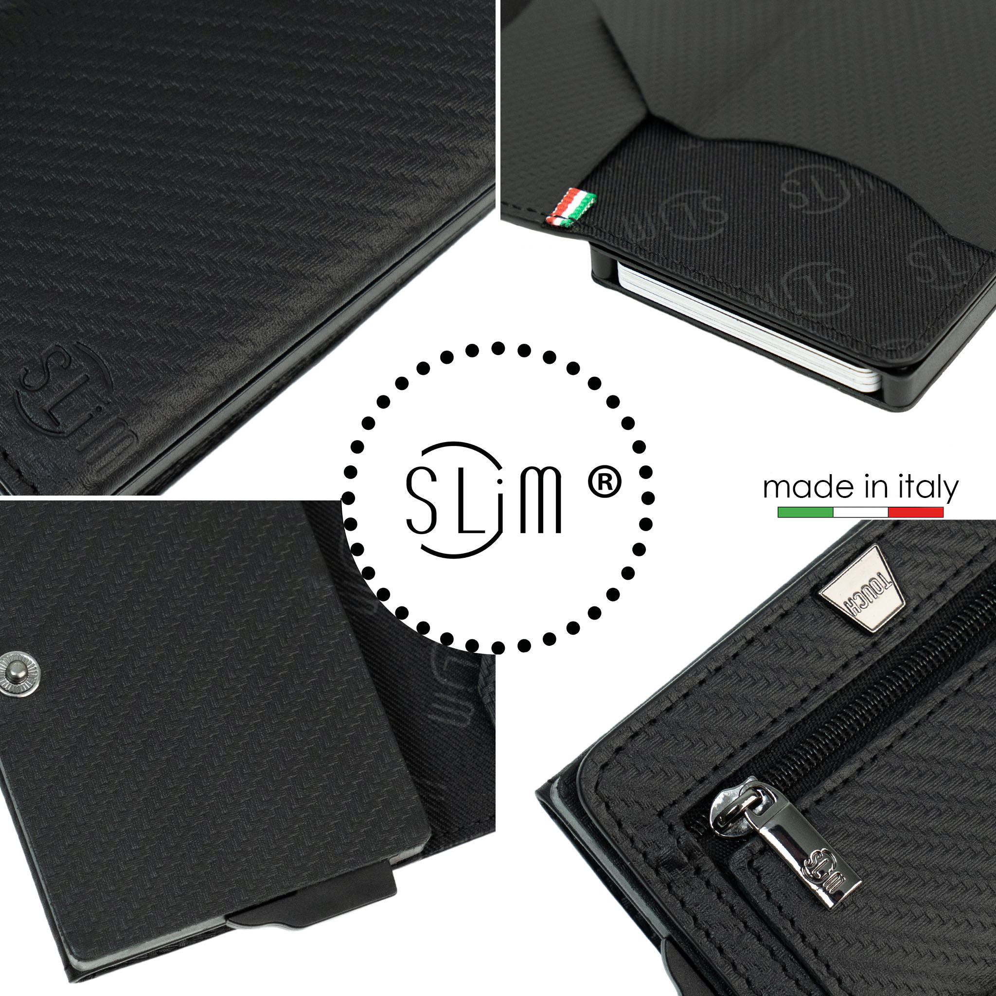 SLim Touch Carbon Nero portafoglio compatto RFID