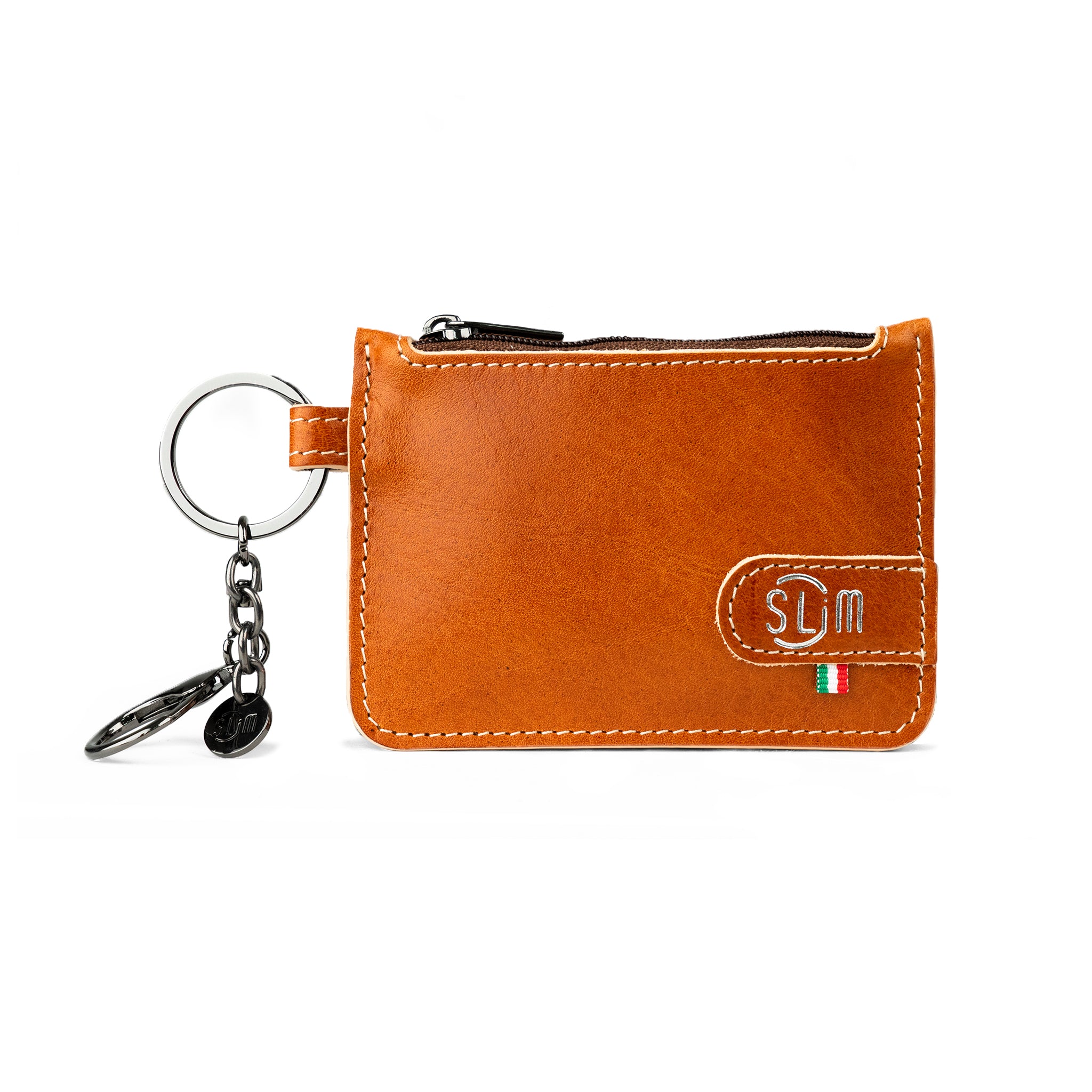 SLim Portachiavi Vegetale Cognac portamonete 10x7 cm