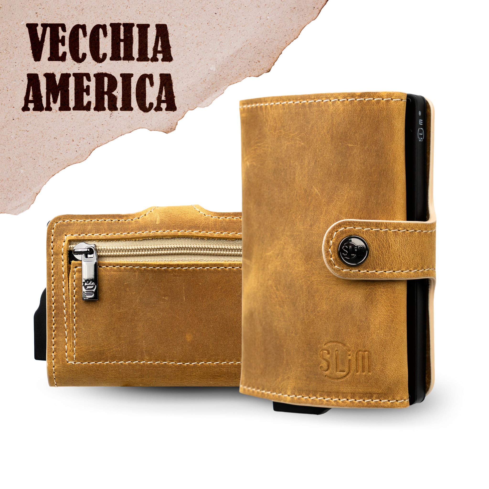 SLim Crazy Horse Portafoglio Pelle RFID 12 Carte Brown
