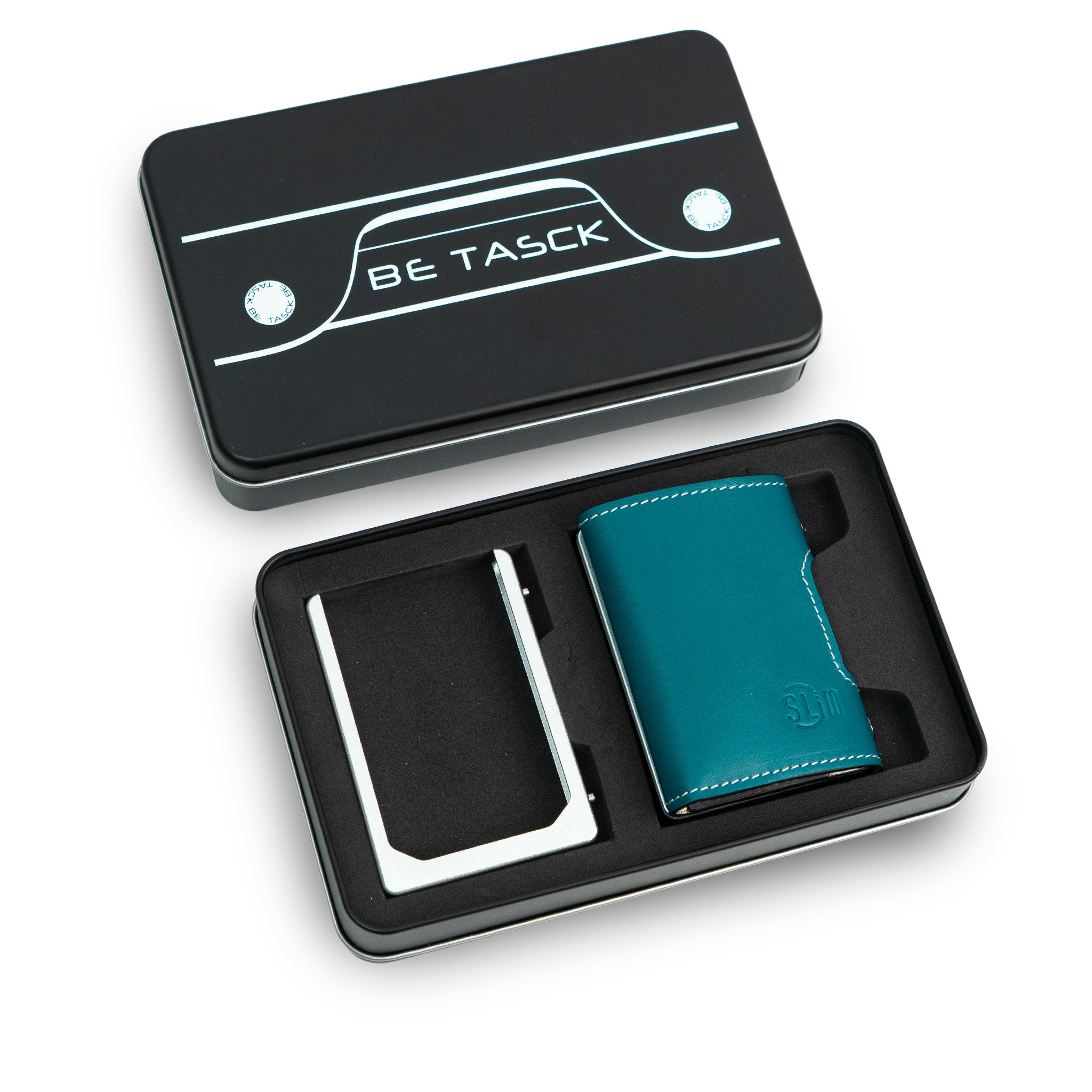 SLim Be Tasck Petrolio portafoglio pelle liscia multicolor