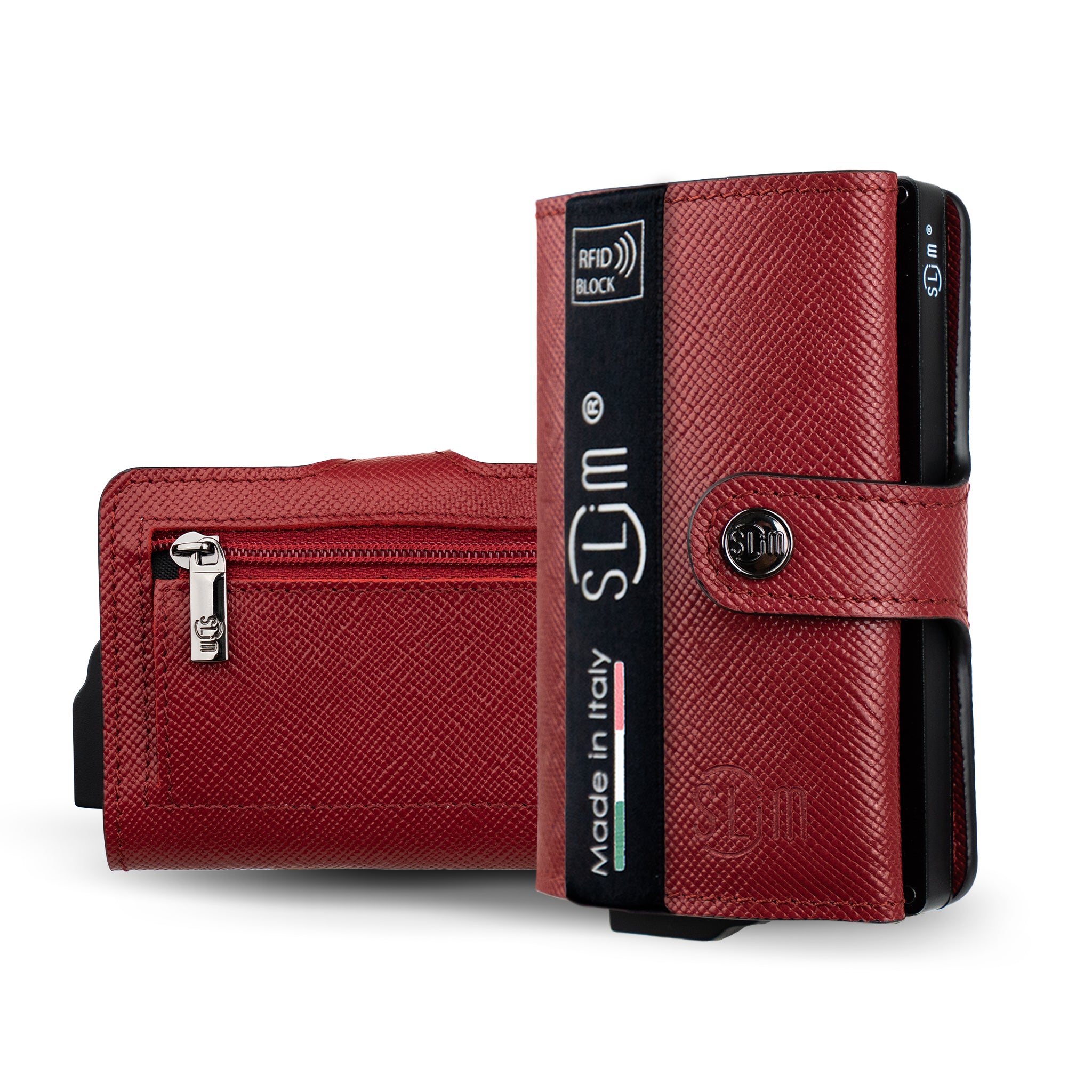 SLim Saffiano Portafoglio Saffiano Nero RFID 12 Carte