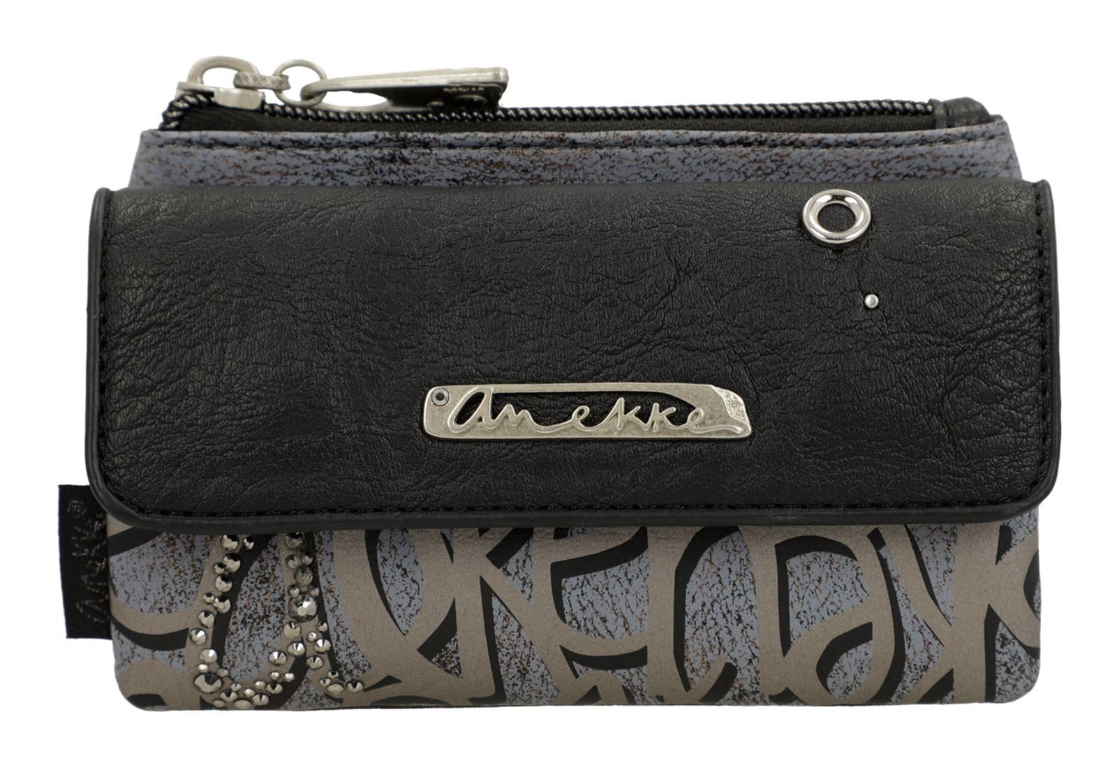 Anekke Crust Portafoglio Donna Patta 14x8cm Nero