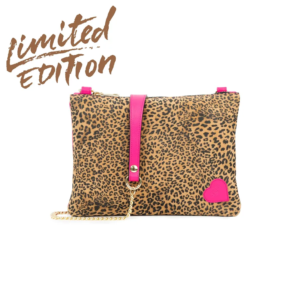 SLim Pochette Tracolla Animalier Fucsia 23x14 cm