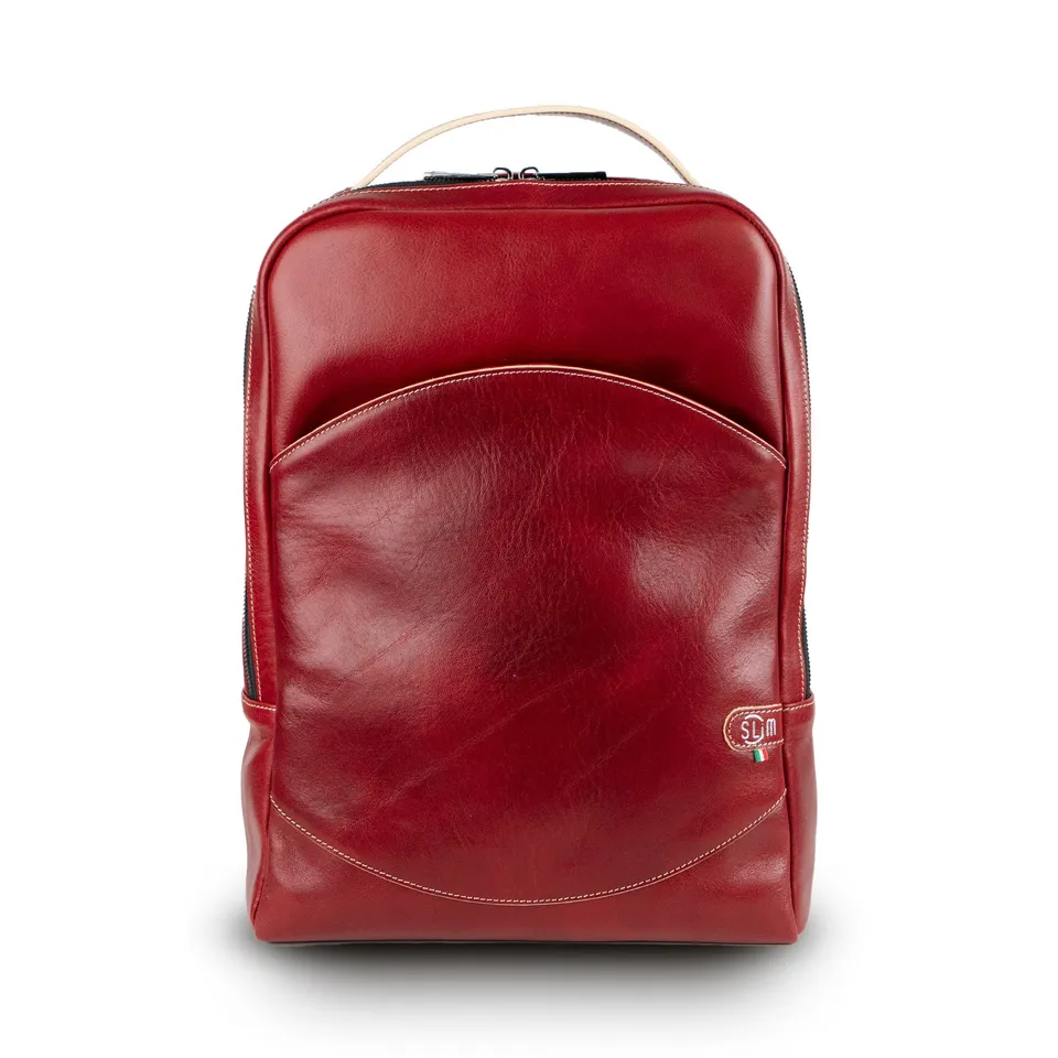 SLim Zaino Medio Concia Vegetale zaino pelle rosso 14 pollici