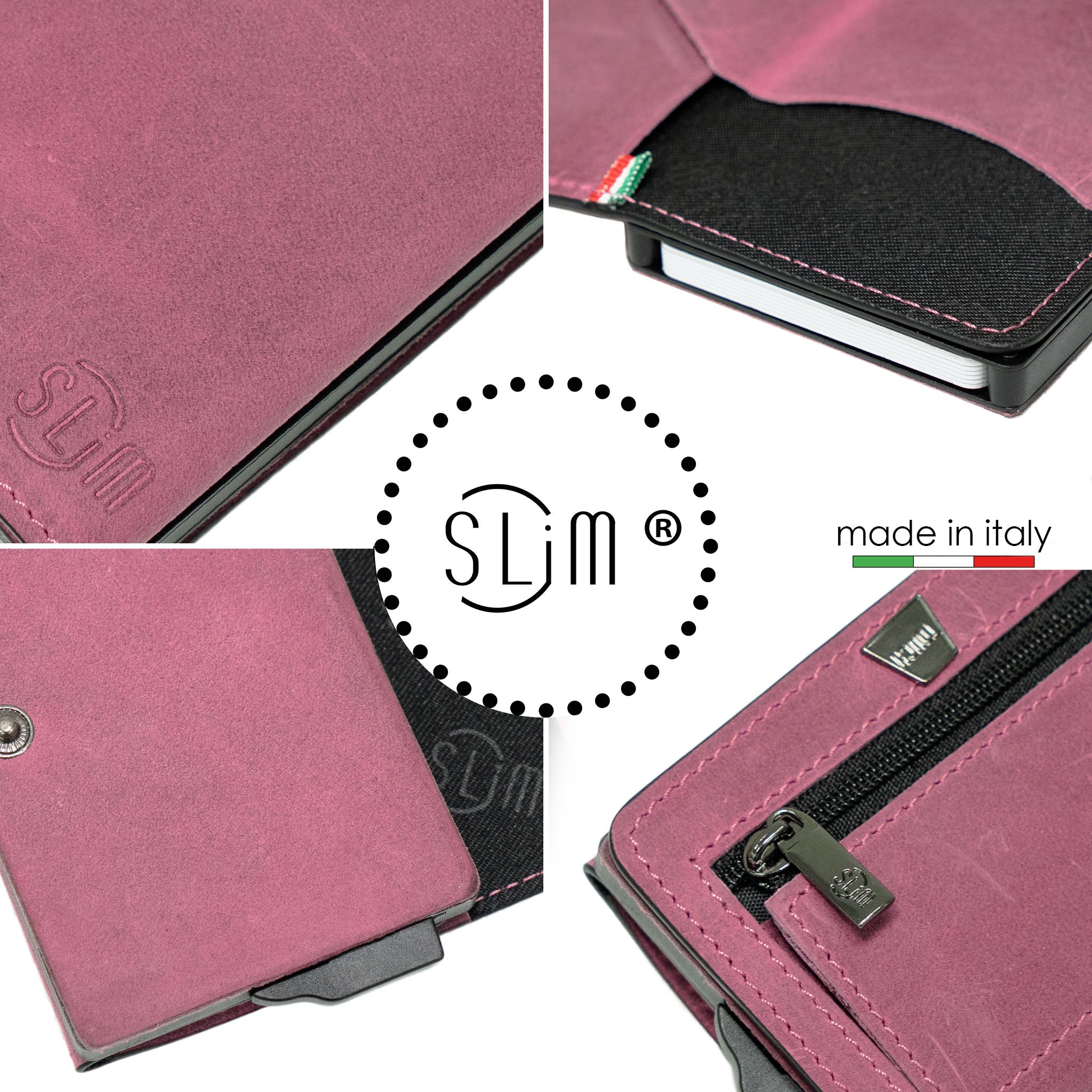 SLim Touch Mini Portafoglio Pelle Crazy Malva RFID