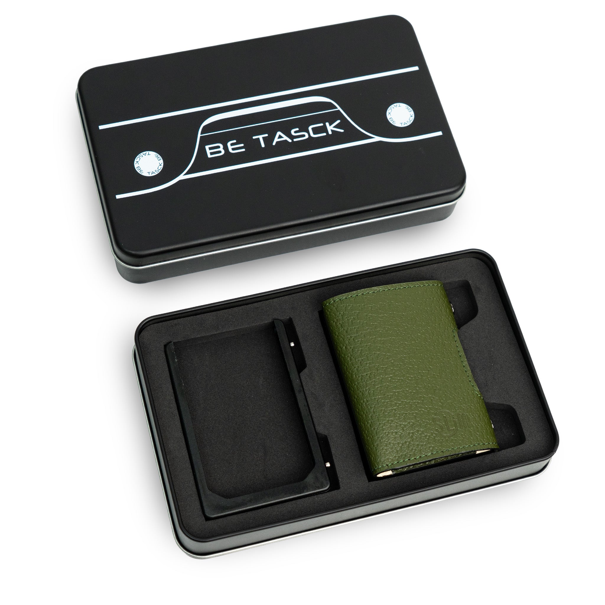 Be Tasck Cinghialino Verde Frame Nero portafoglio pelle RFID