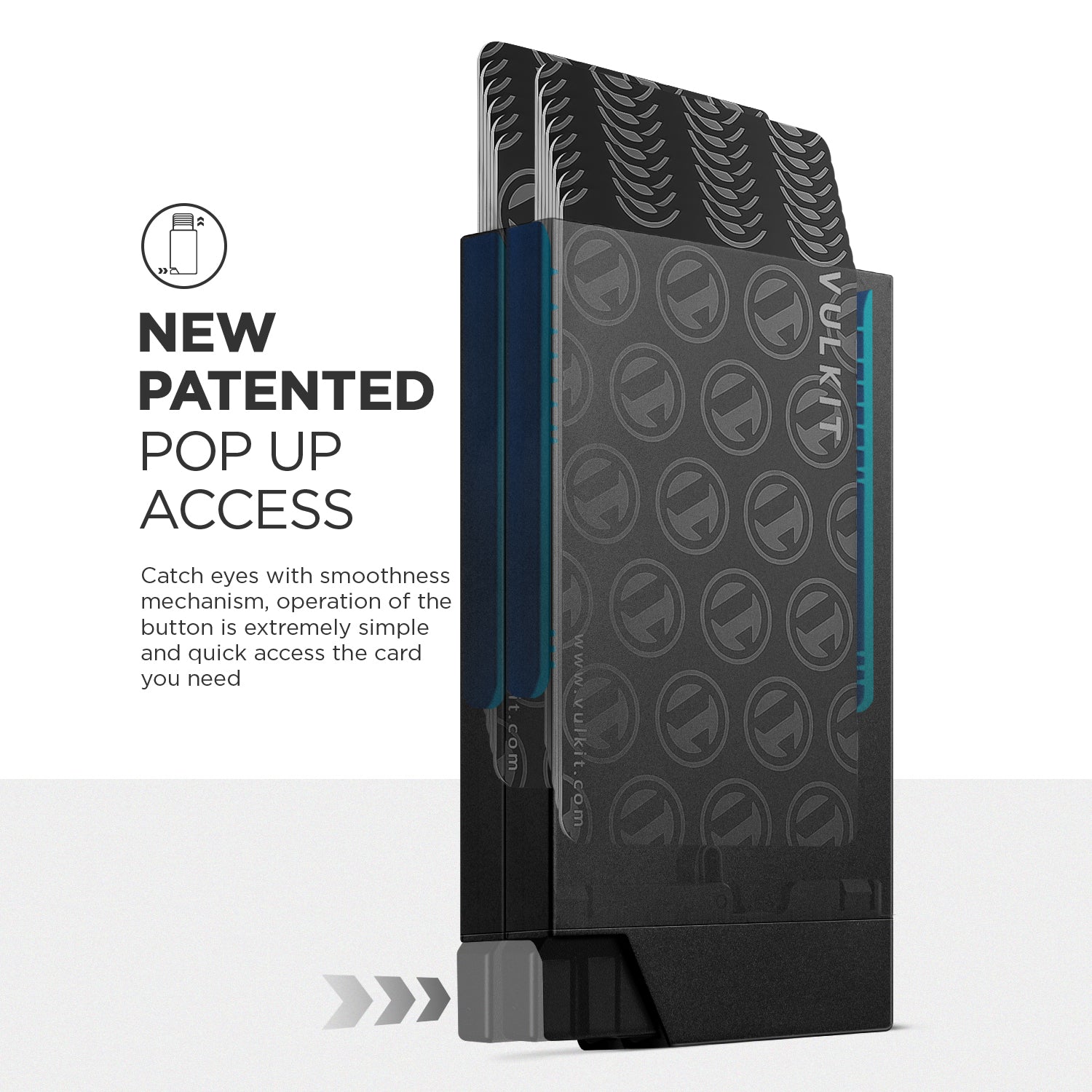 VULKIT VC400D Portacarte Alluminio Doppio RFID Nero 12 Carte