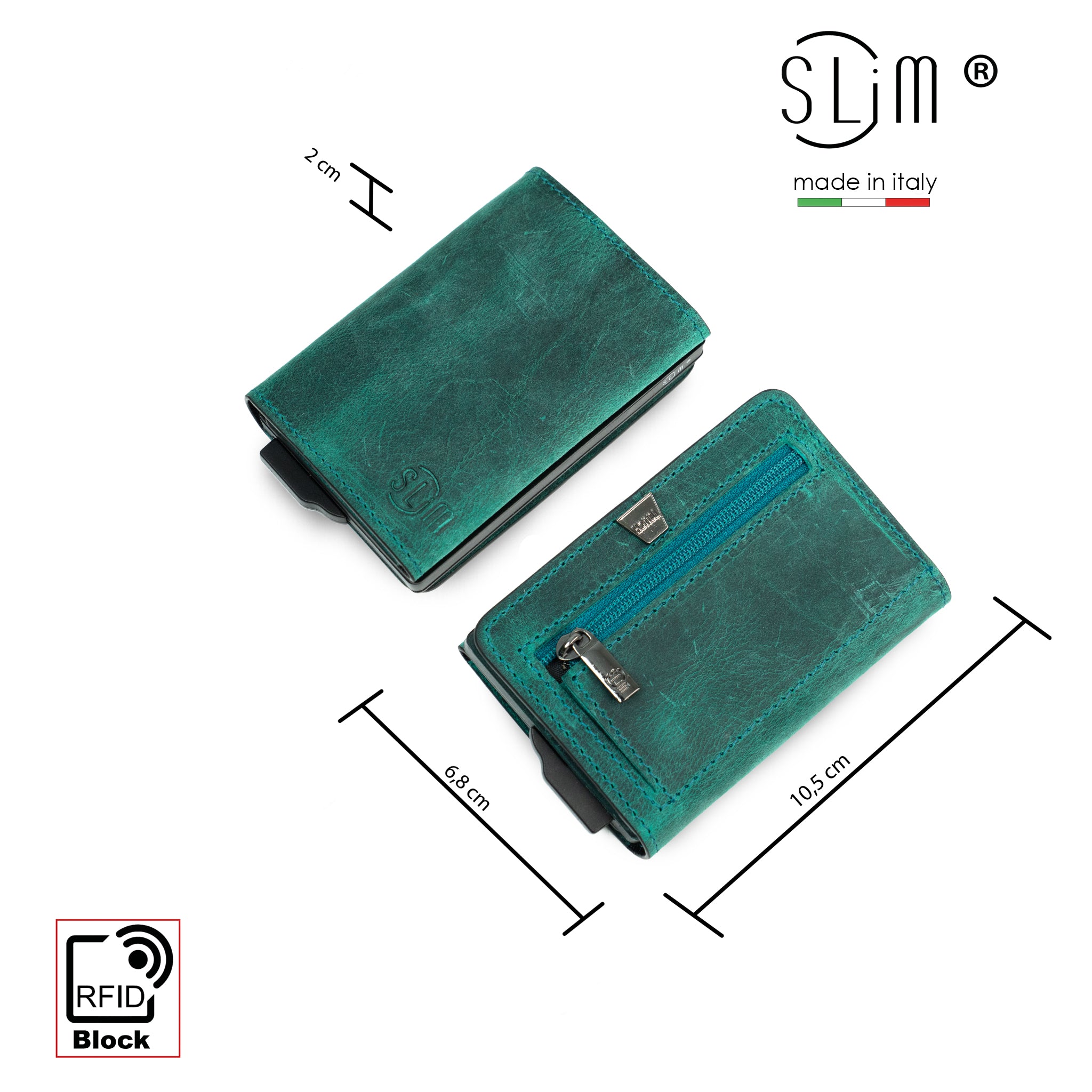 SLim SLim Touch Crazy portafoglio aquamarina RFID