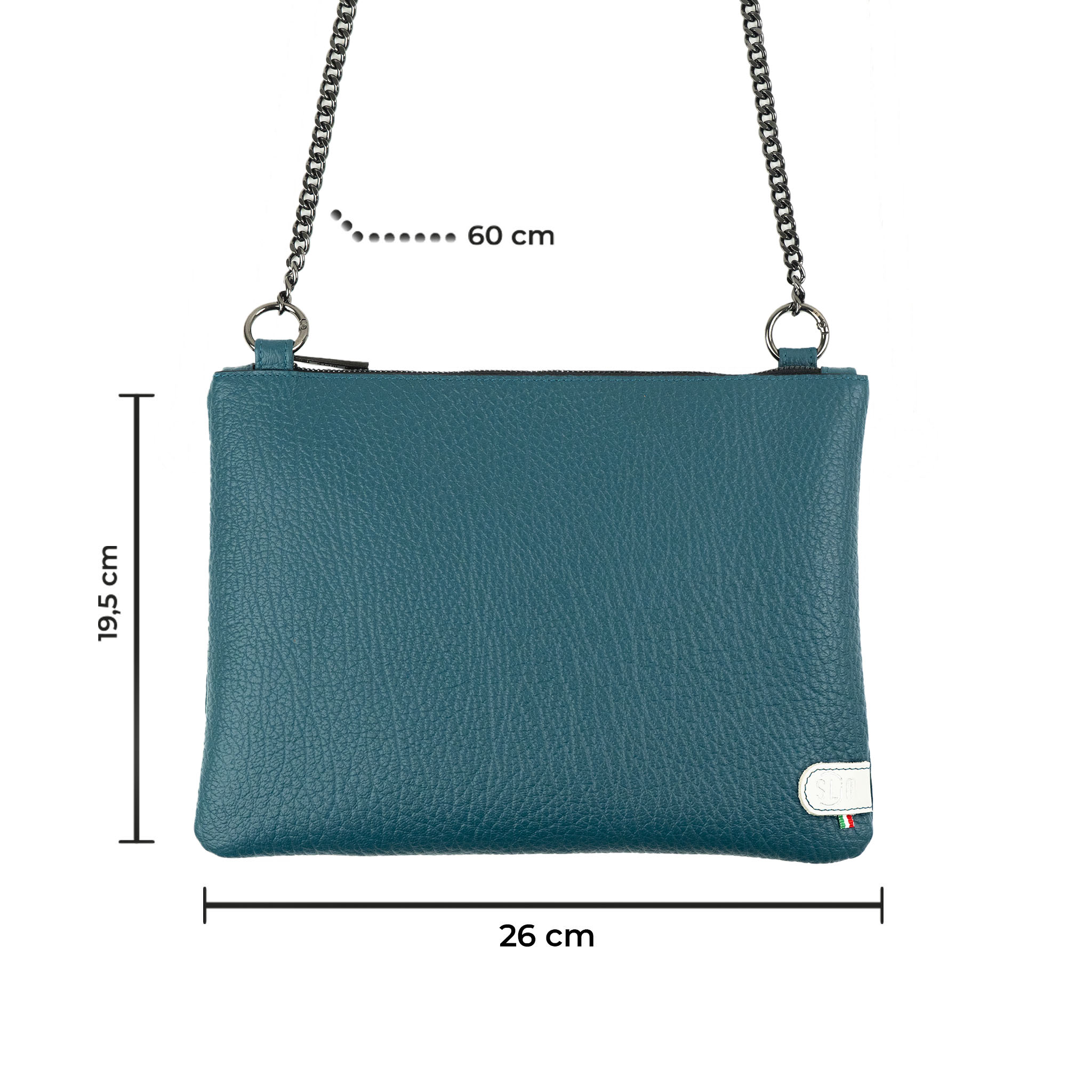 SLim Pochette Tracolla Pelle Bottalato Petrolio