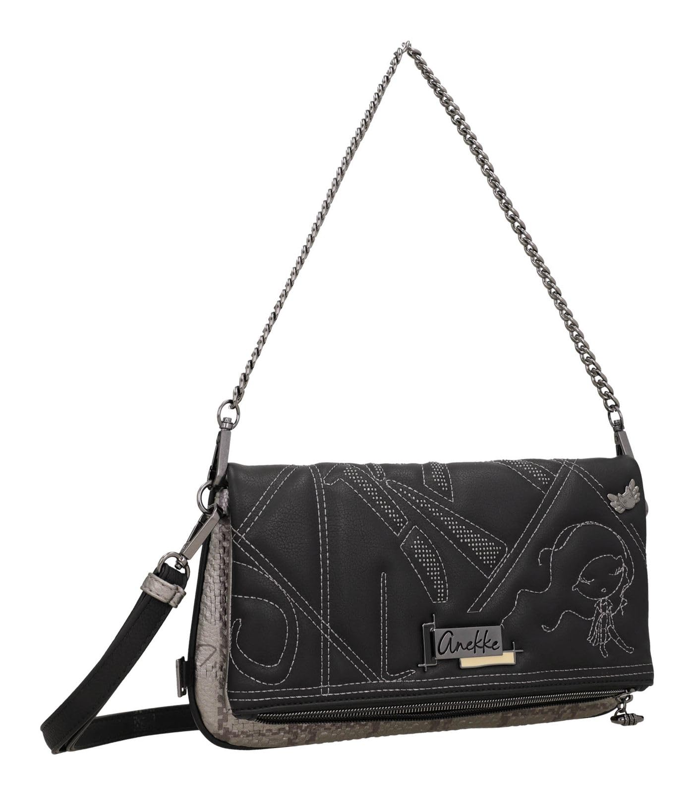 Anekke Iron Bandolera Borsa a Tracolla Nero 29 cm