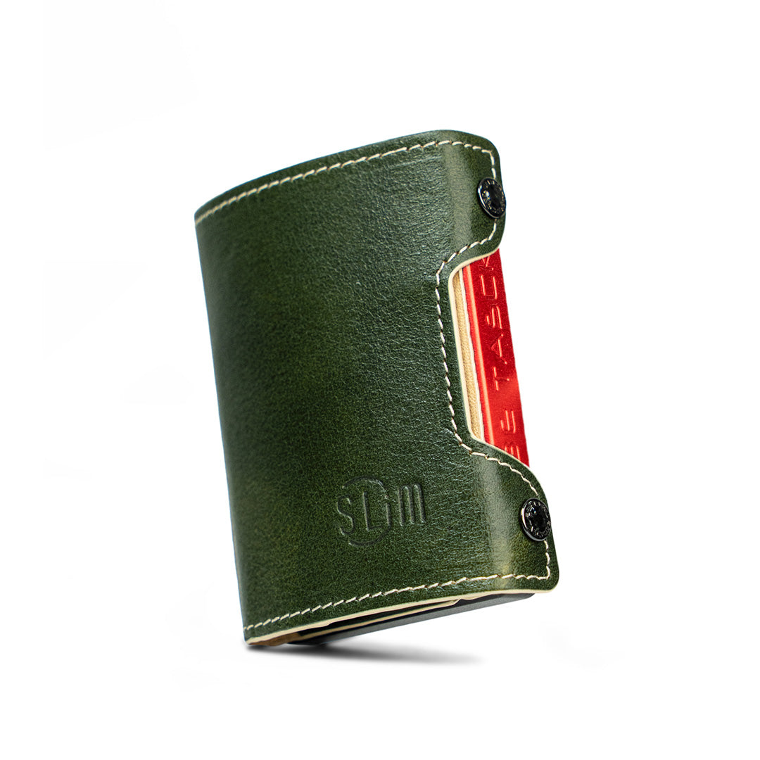 Be Tasck Portafoglio Pelle Concia Vegetale Verde Frame