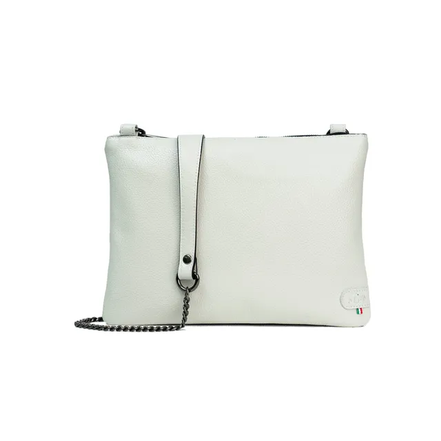 SLim Pochette Tracolla Bottalato Ghiaccio vera pelle
