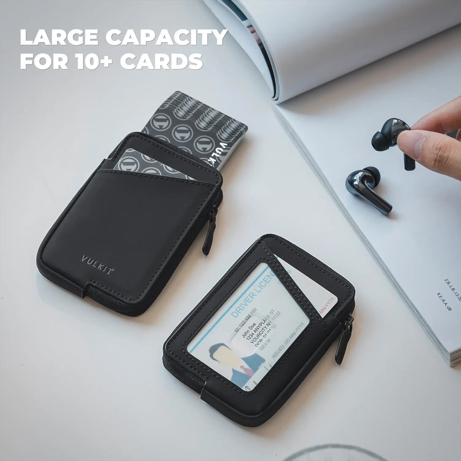 VULKIT VW113 portacarte RFID pelle nero slim
