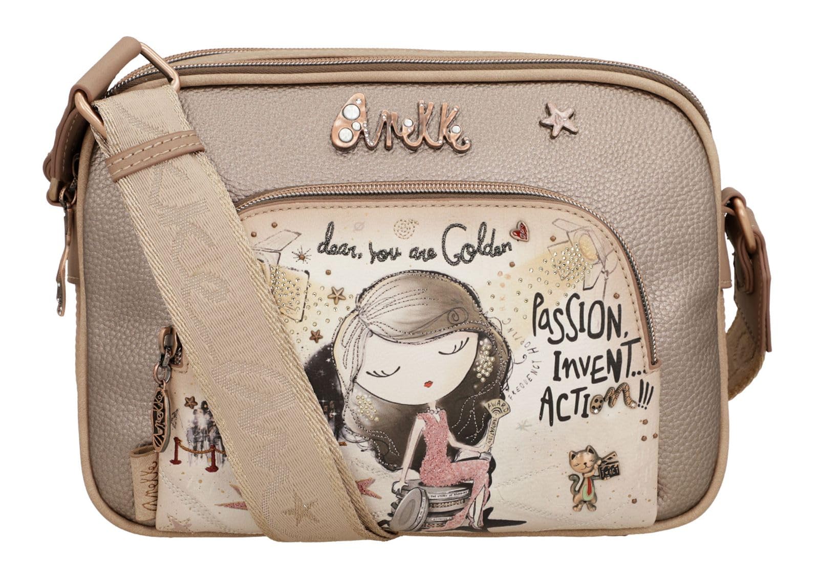 Anekke Hollywood Borsa Tracolla Donna 2 Scomparti Multicolor
