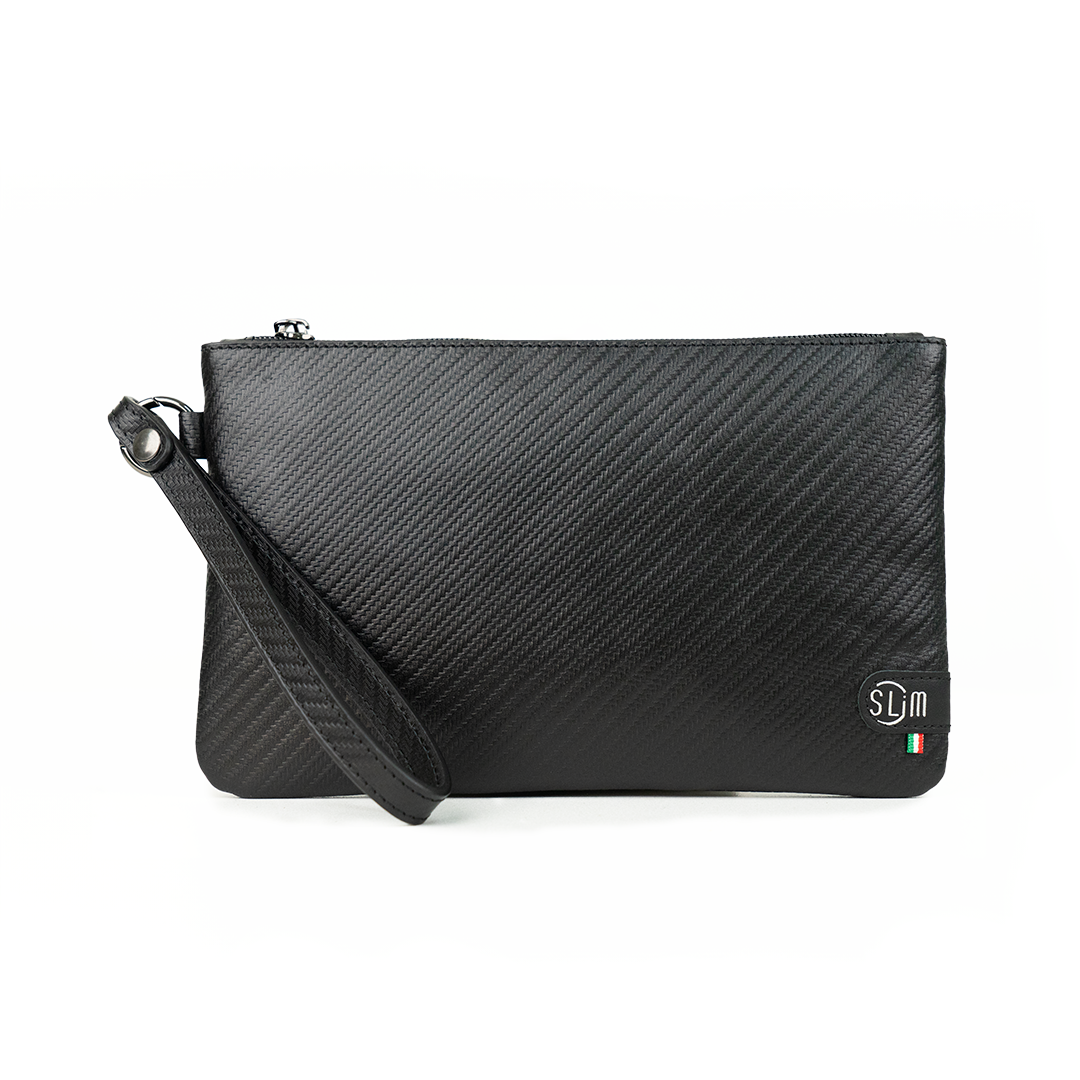 SLim Pochette Polsiera pelle crazy sabbia clutch compatta